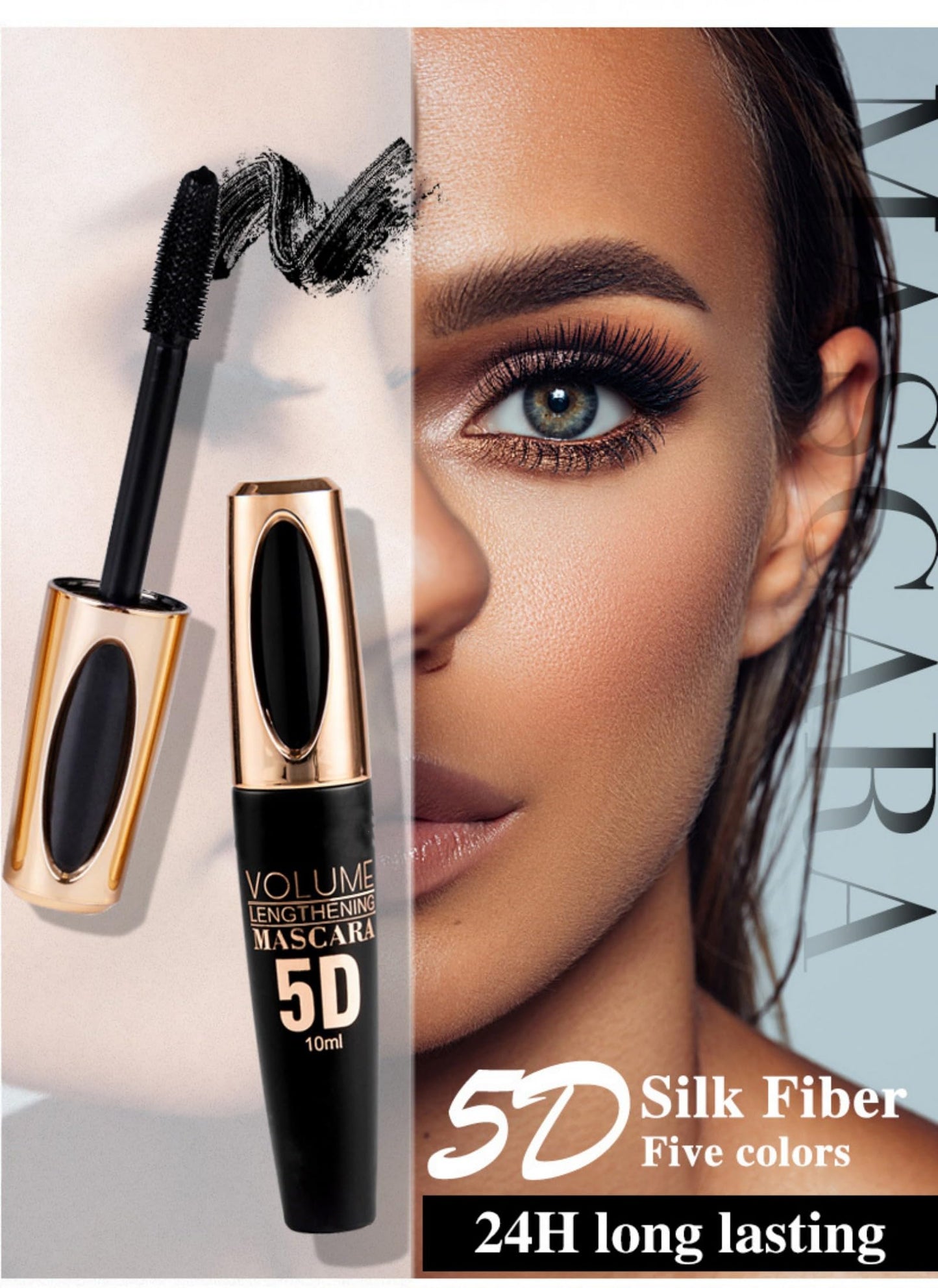 MAEPEOR 5D Silk Fiber Mascara Fuller & Voluminous Colored Eyelash Natural Waterproof Smudge-proof Mascara