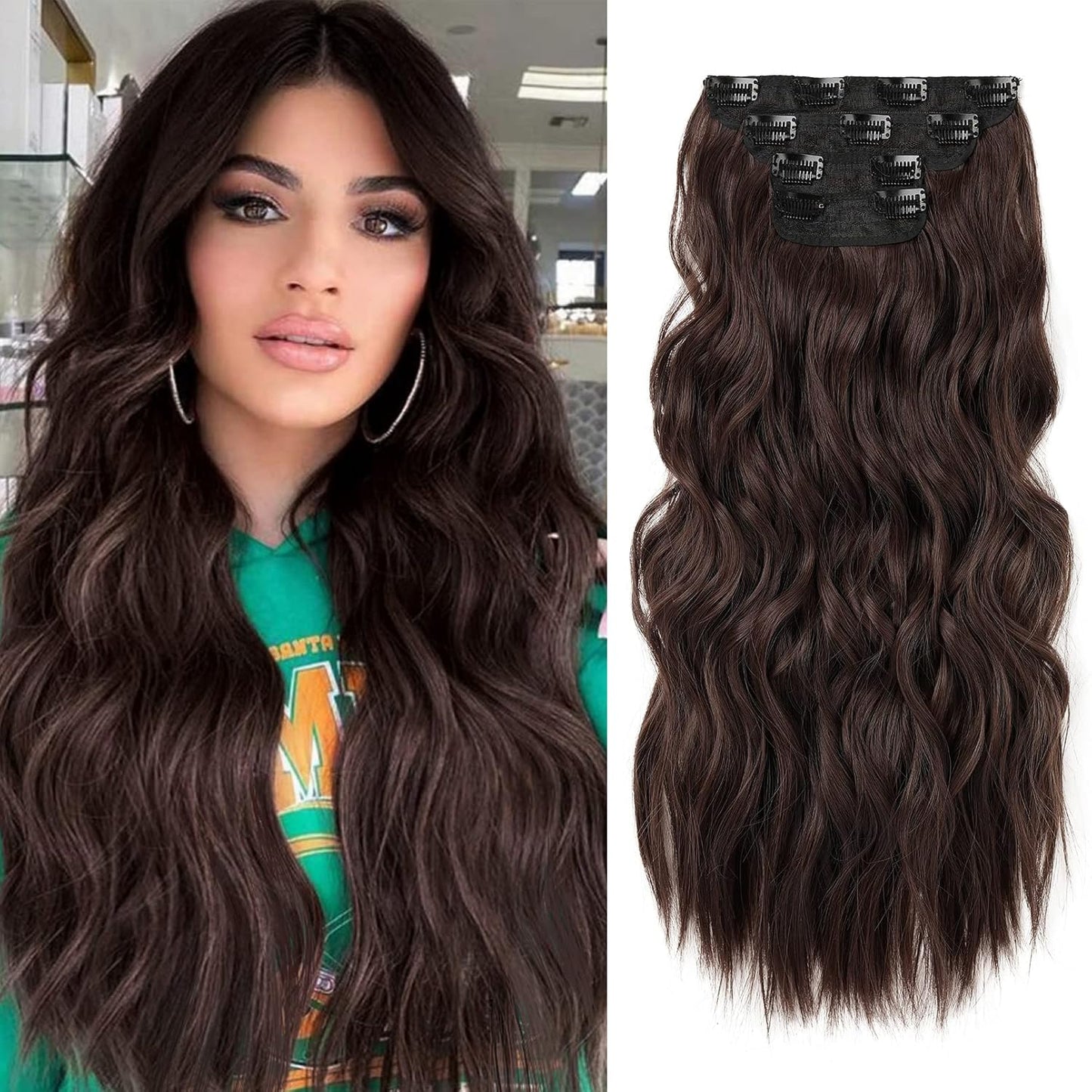 Clip-In Hair Extensions - 4PCS Natural Soft Synthetic Hairpieces for Women | Platinum Blonde