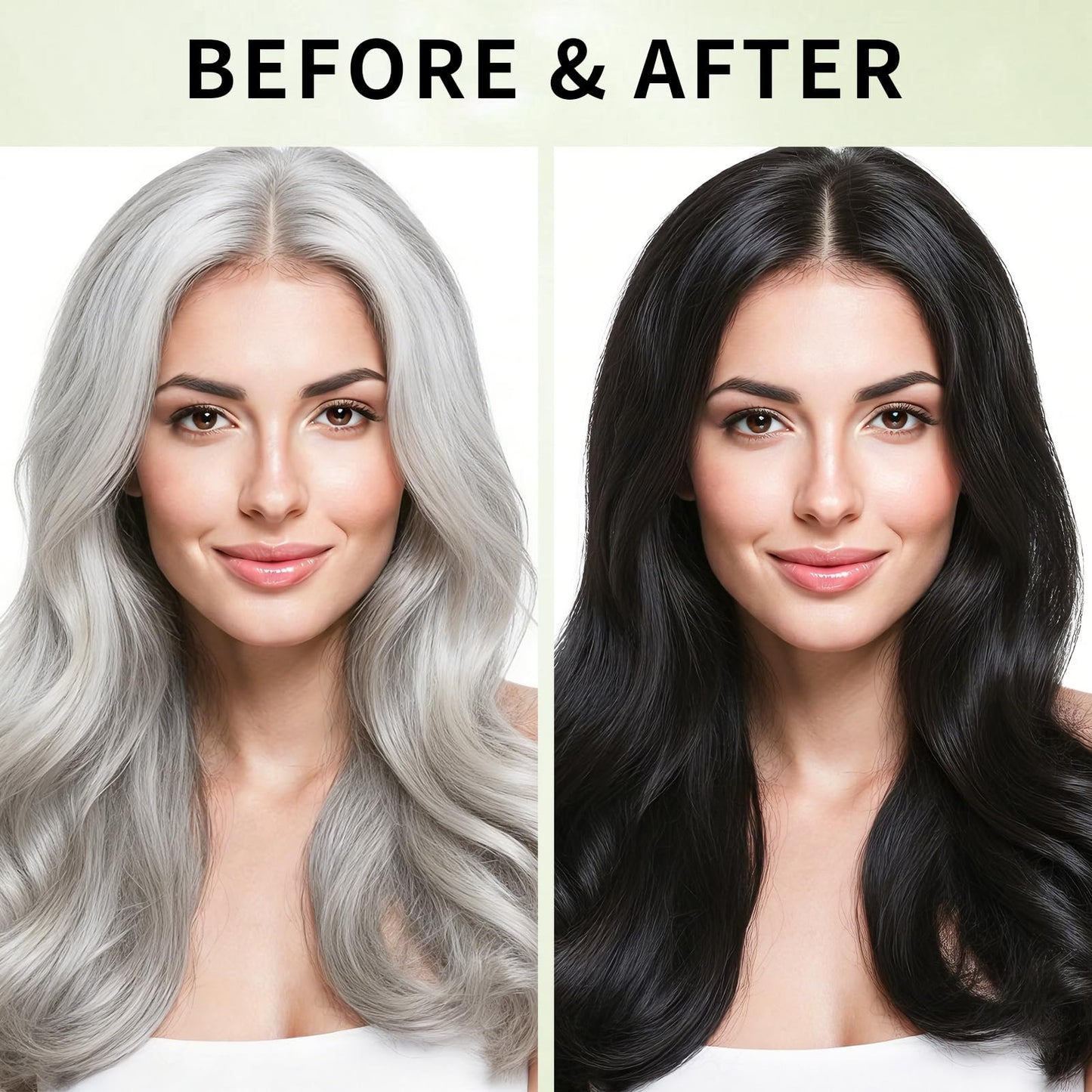 Black Hair Dye Shampoo, 100% Gray Hair Coverage Black Hair Dye for Women Men, 3 in 1 Natural Herbal Ammonia Free Instant Hair Color Shampoo with Long-lasting Color Effect