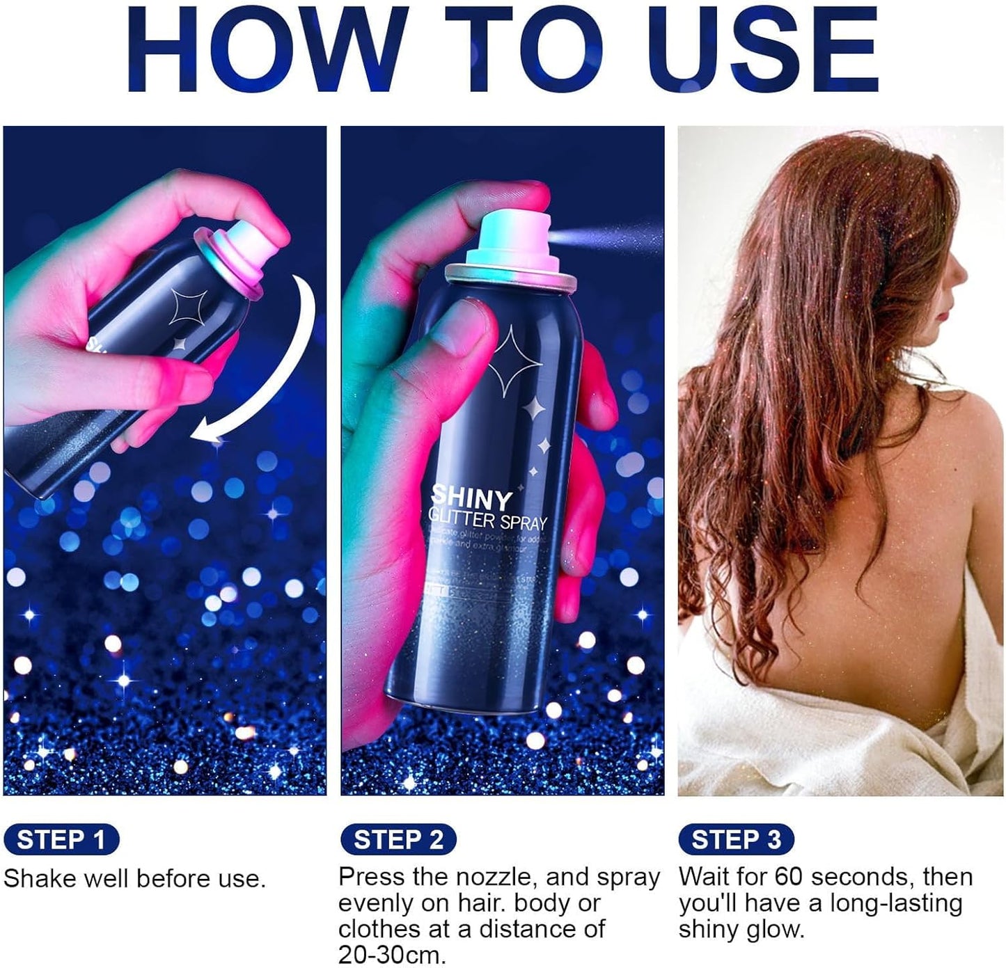 Body Glitter Spray - Long-Lasting Shimmer for Hair & Body | Festival & Rave Makeup, 2.11 Fl Oz