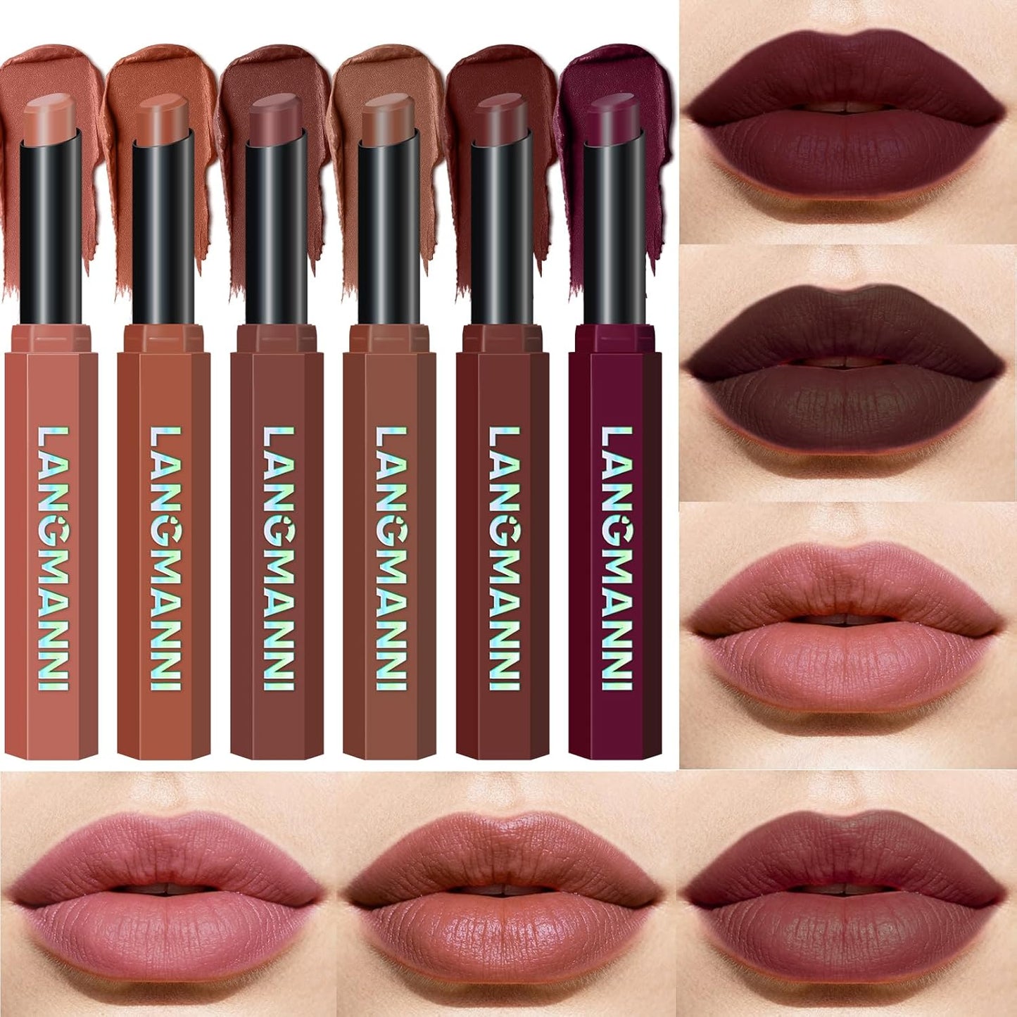 10Pcs Velvet Matte Lipstick Set - High Pigment, Long-Lasting, Waterproof | Soft Dark Nude Shades for Women