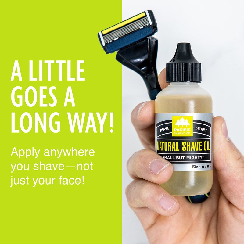 Pacific Shaving Company Natural Shaving Oil - Helps Eliminate Nicks, & Razor Burn, Soothes & Moisturizes Skin, Reduces Irritation with Safe, Made in USA (0.5 Oz)