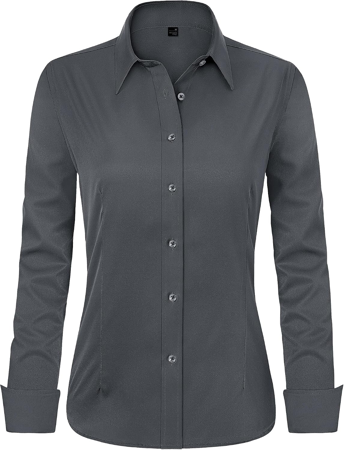 J.VER Women's Long Sleeve Dress Shirt - Wrinkle-Free Business Casual Blouse for Office Work