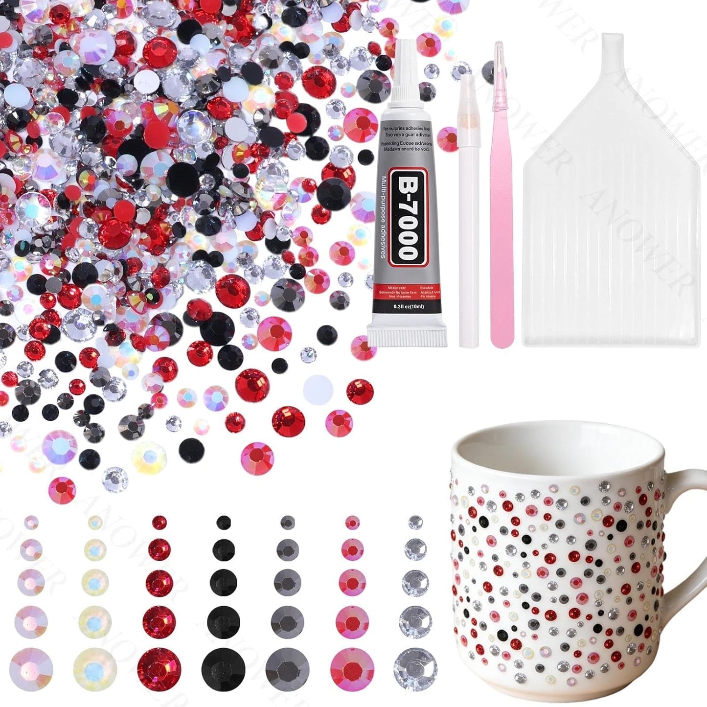 Mixed Light Color Resin Flatback Rhinestones - 16,000 Pcs for Crafting & DIY Projects | 2-6mm Gems for Makeup & Tumblers