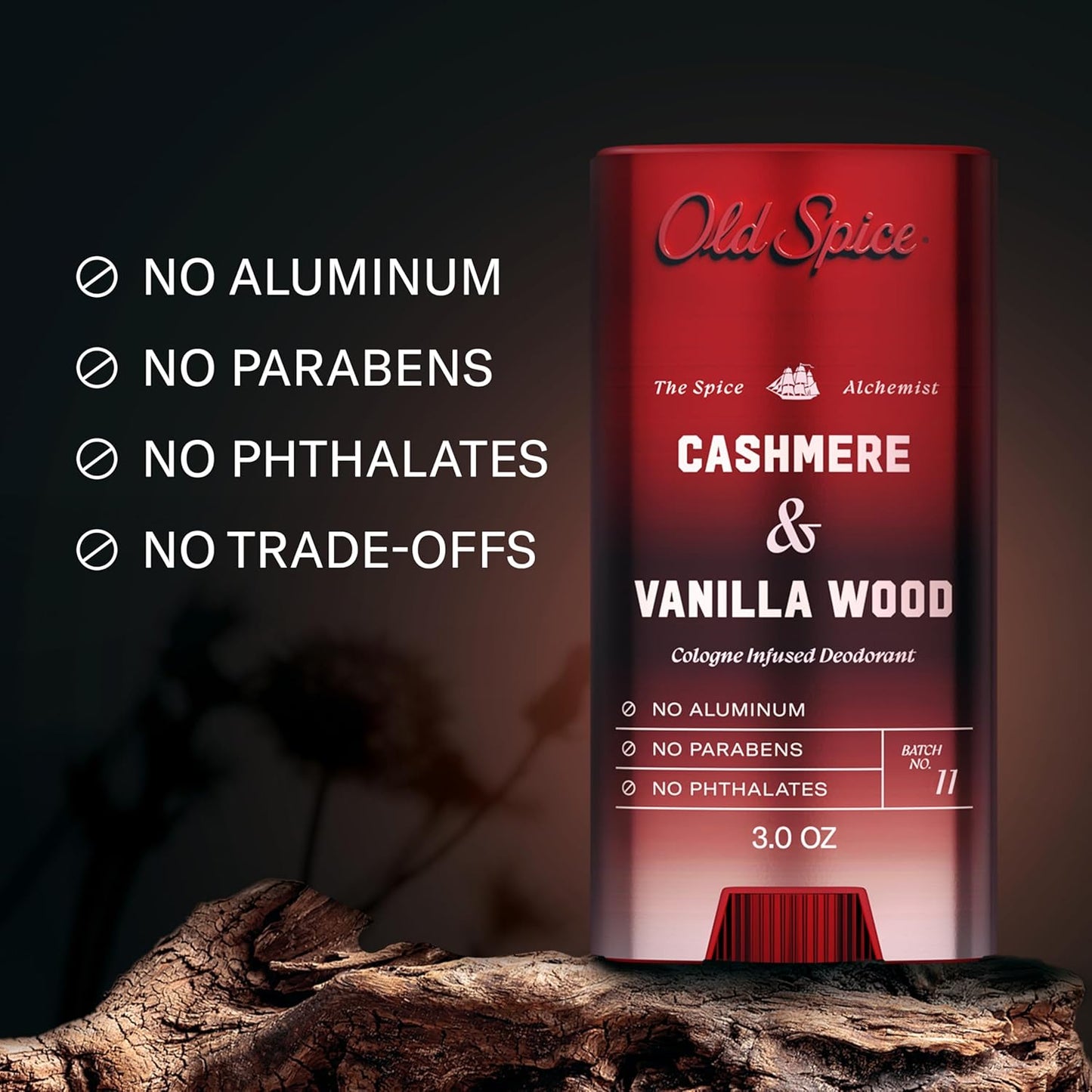 Old Spice Aluminum-Free Deodorant for Men | Cashmere & Vanilla Wood Scent, 3 oz - 24/7 Cologne Infused Formula