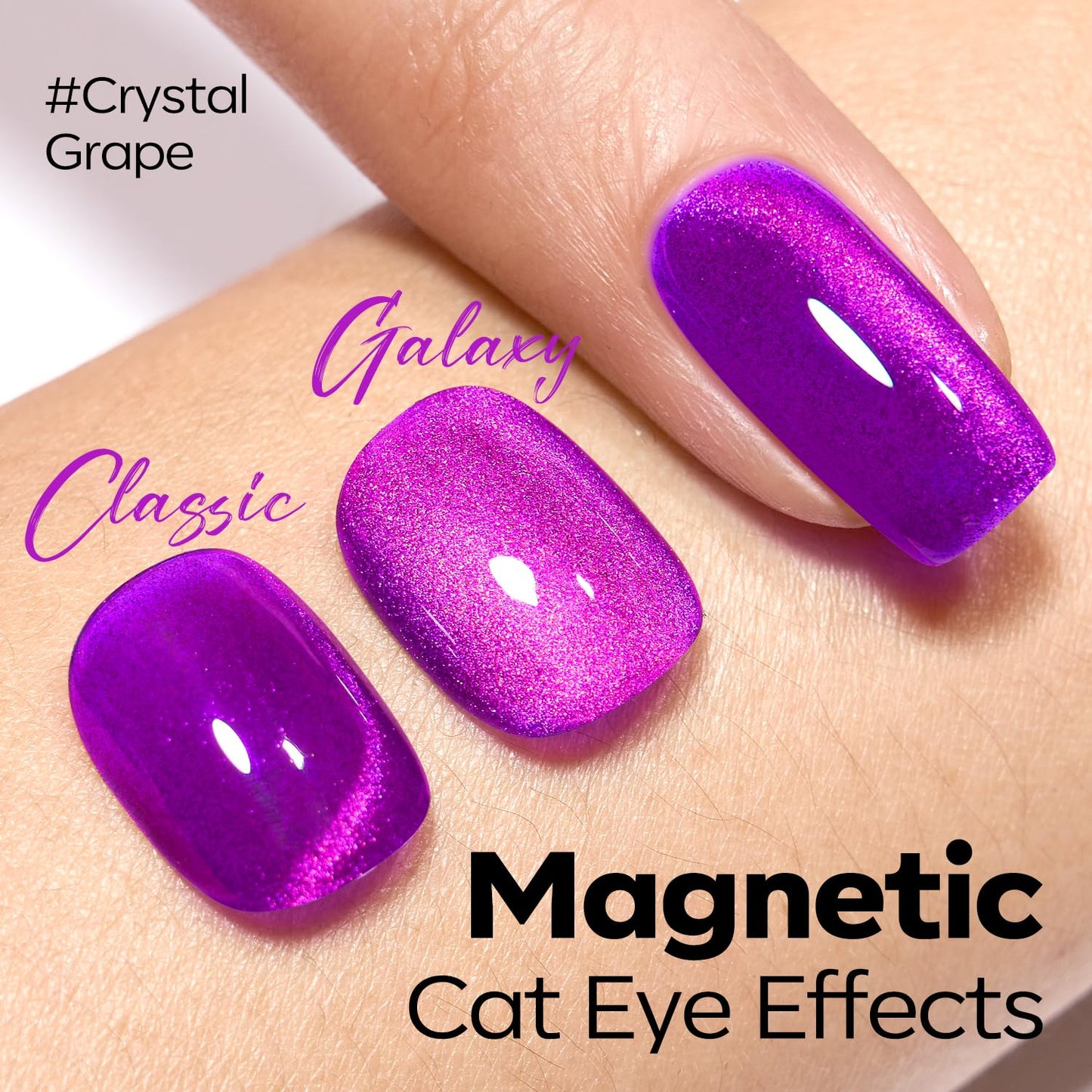 Cat Eye Gel Nail Polish - Purple Magnetic Shimmer with Yellow Glitter | Soak Off UV Winter Gel for DIY Manicure