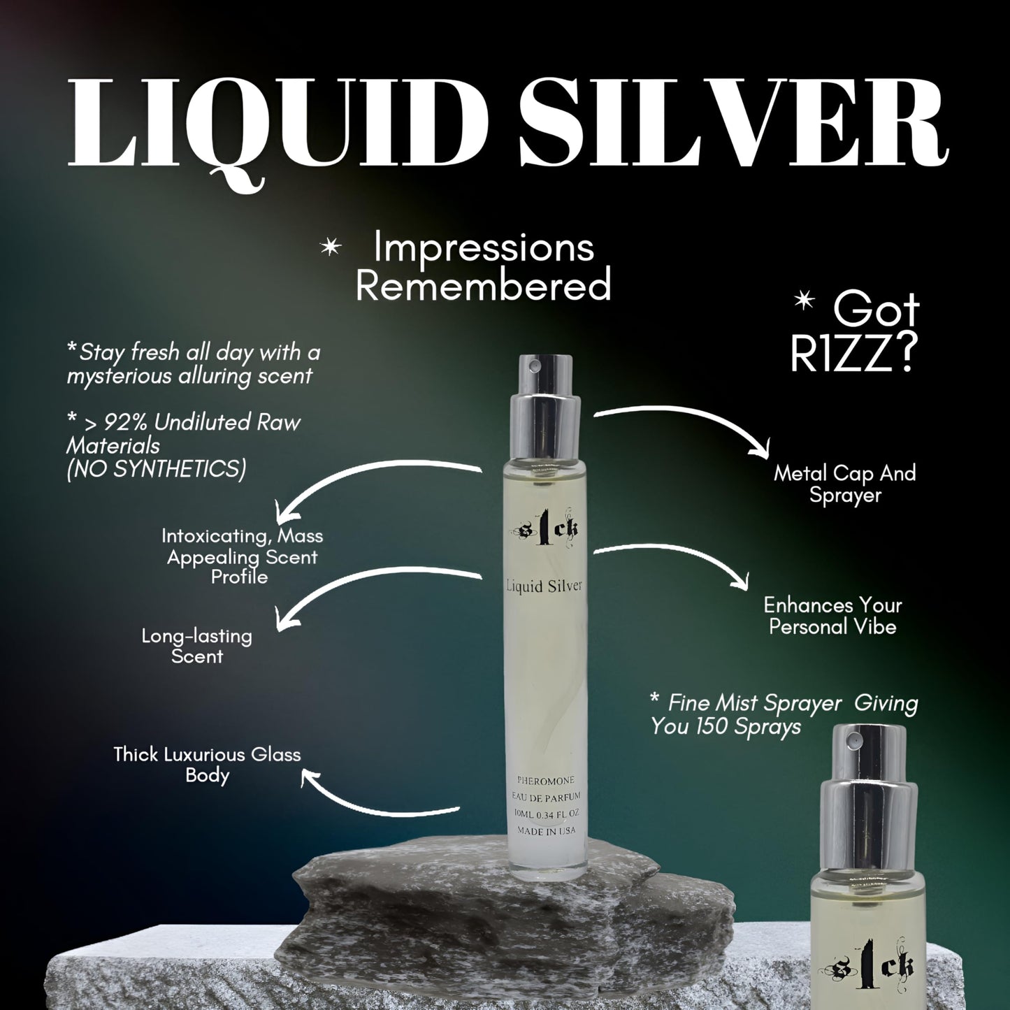 Jonny Truelove S1ck - Liquid Silver Pheromone-Infused Cologne for Men Raw Pheromones Cologne Men Attraction Lasting Spray USA-Made Bold Strength Scent for Him