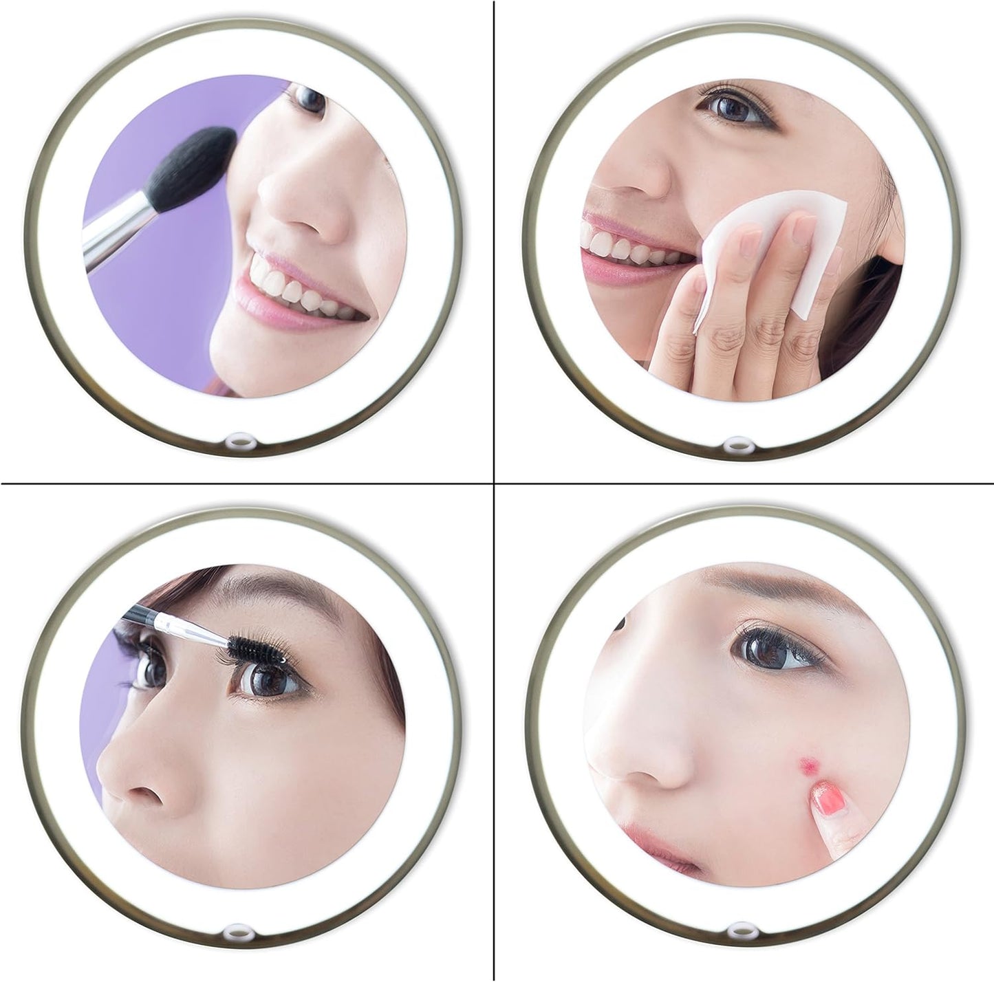 Upgraded Flexible Gooseneck LED 10X Magnifying Makeup Mirror - 3 Dimmable Lights, Suction Cup & 360° Swivel | Portable for Travel & Home