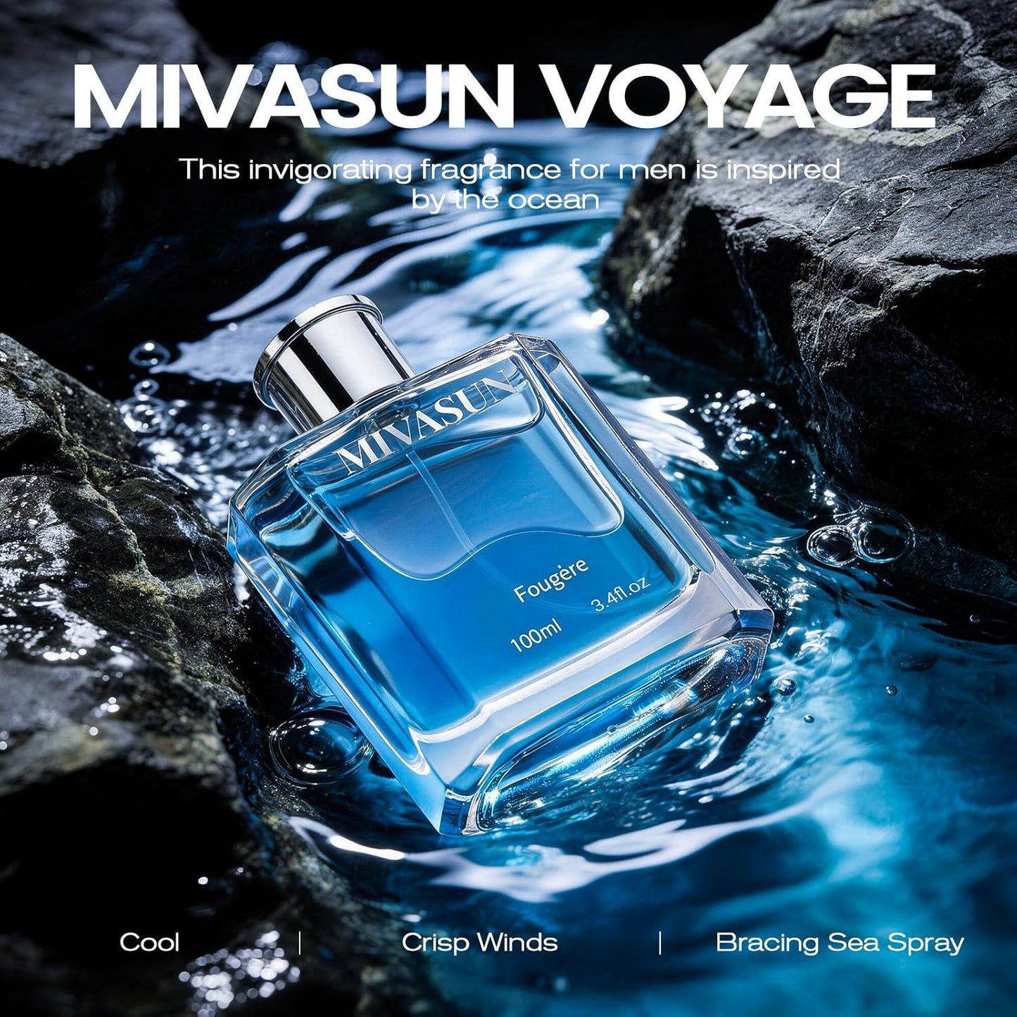 MivaSun Luxury Cologne for Men - Long Lasting Woody Aromatic Fragrance | 100ml Eau de Parfum with Lemon, Cedarwood & Patchouli