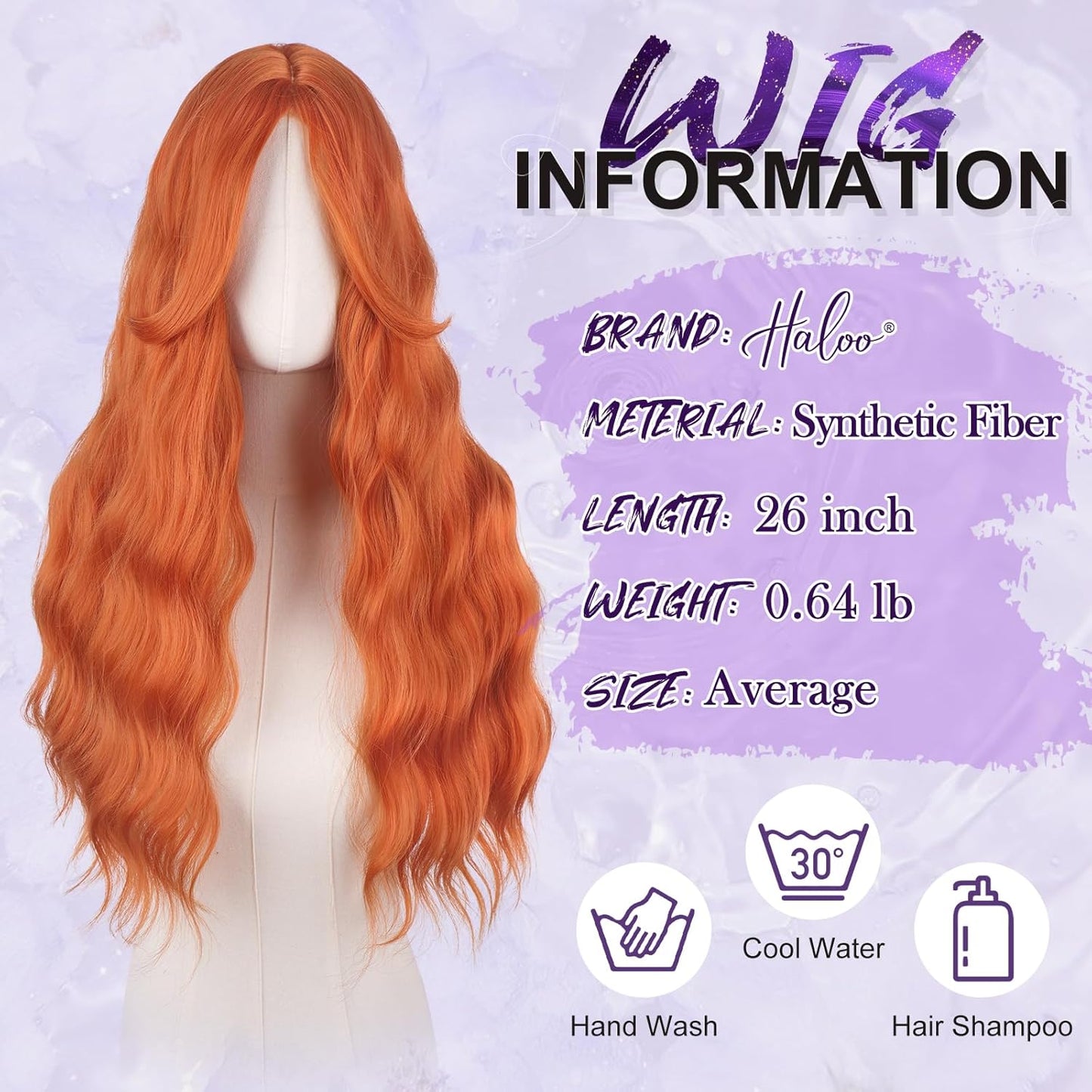 Red Auburn Wigs for Women - Long Wavy Synthetic Hair Wig with Curtain Bangs | 26 Inch Natural Look for Daily Wear & Cosplay