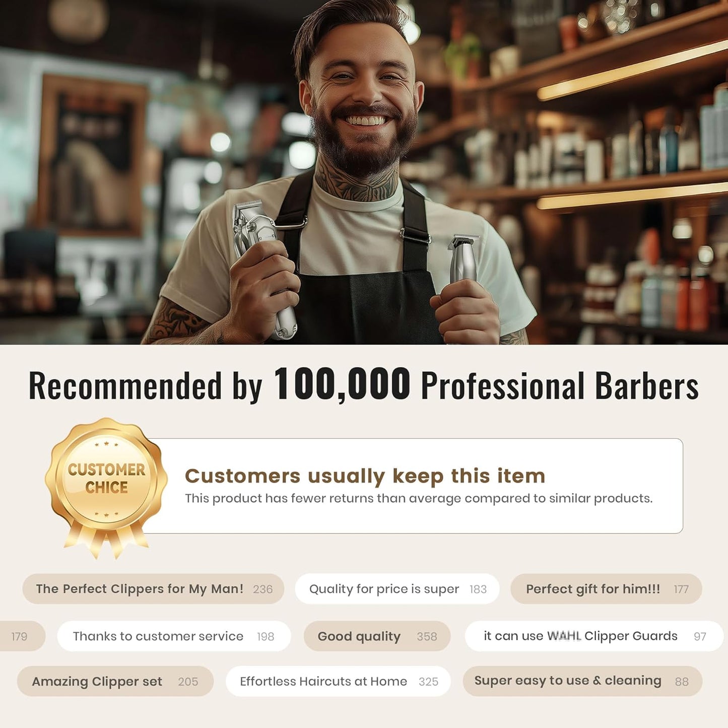 Hair Clippers Set - Cordless Trimmers for Men | Professional Barber Clippers with Precision Blades