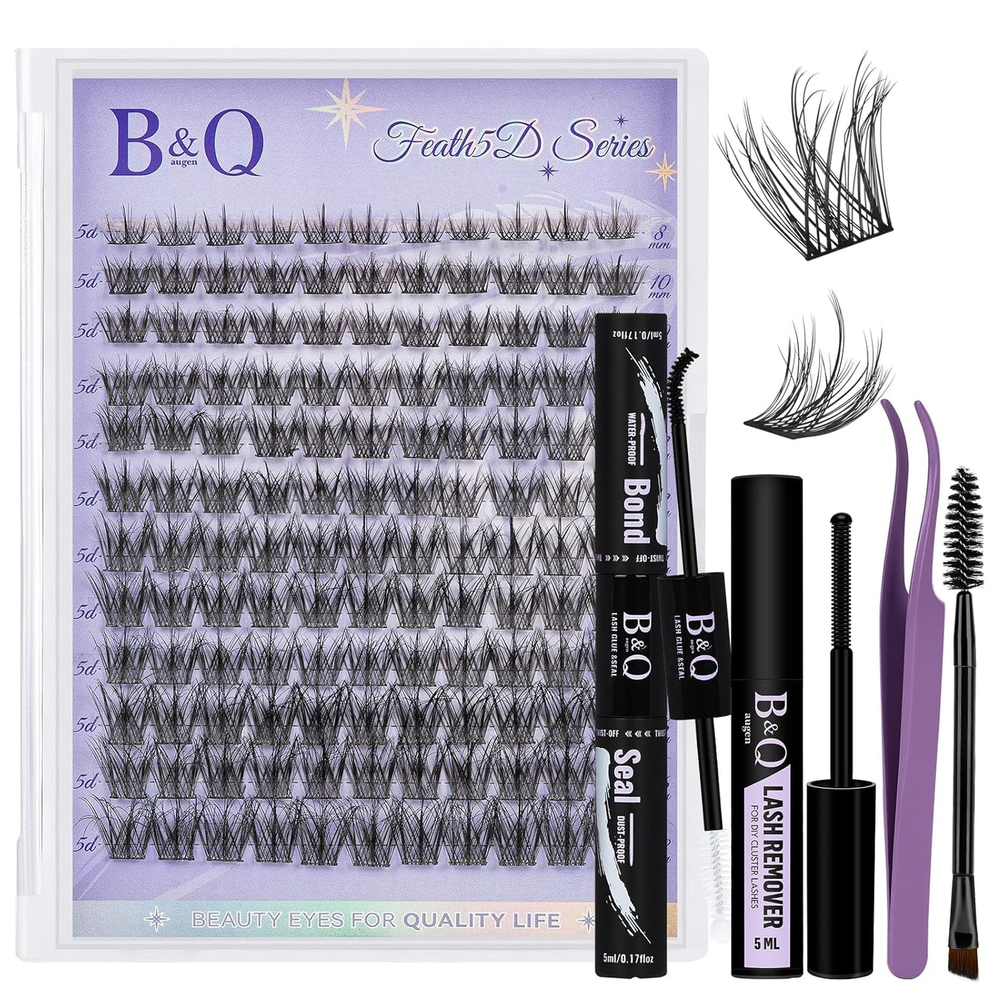 Lash Clusters - Fluffy Wispy Voluminous 144 PCS | Lightweight Feathered Eyelash Extensions 8-18mm, Waterproof