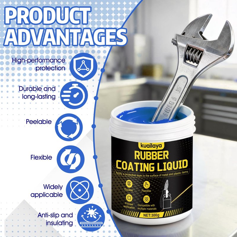 kuailaya Rubber Dip for Tools, Liquid Rubber Dip Tool Handle Dip Coating Effective Protection Slip Resistance Waterproof and Insulating Easy to Peel for Tool Protection, Creative DIY, Blue 300g