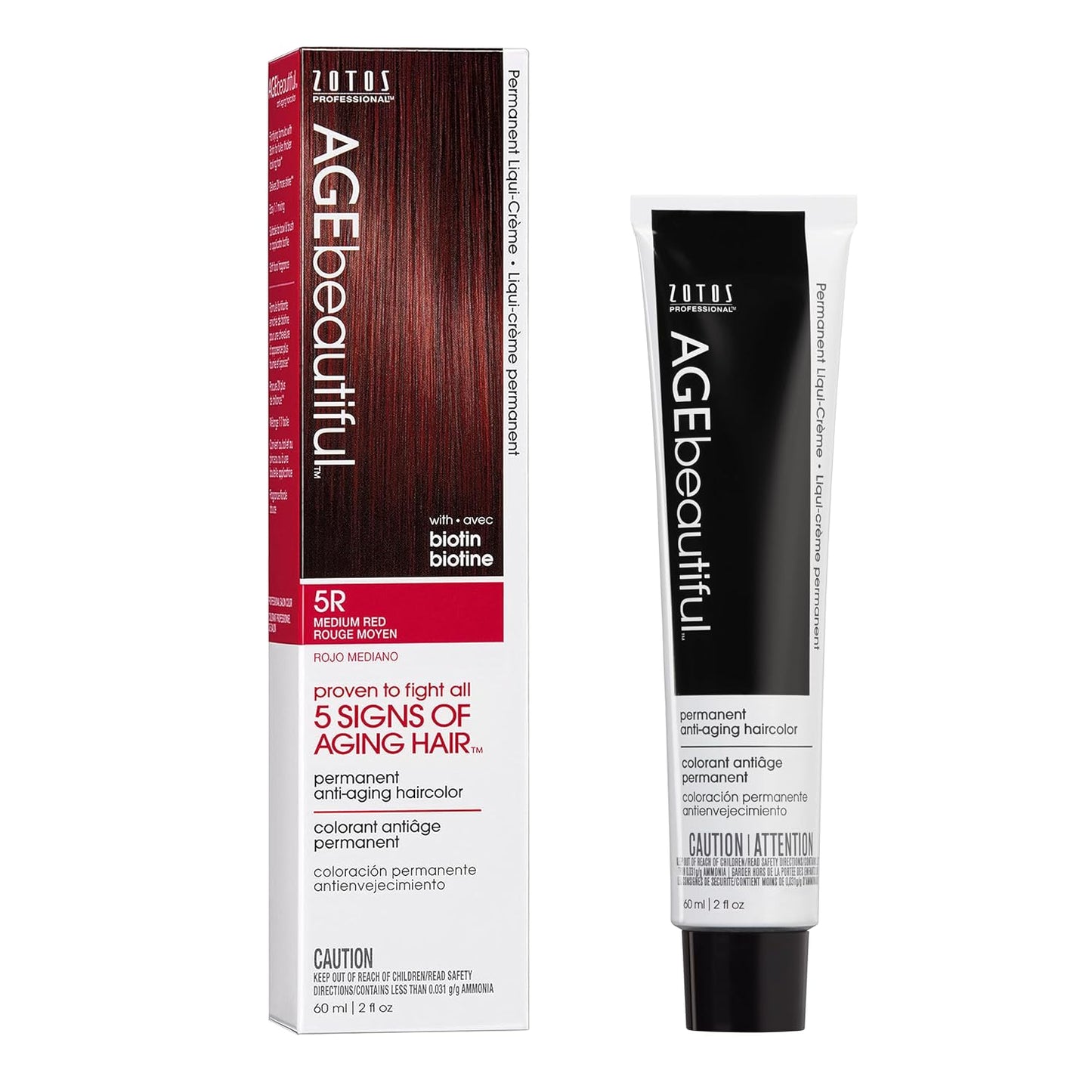 AGE Beautiful Permanent Hair Color Cream - 100% Gray Coverage Hair Dye with Biotin for Fuller, Thicker Hair | Professional Salon Quality