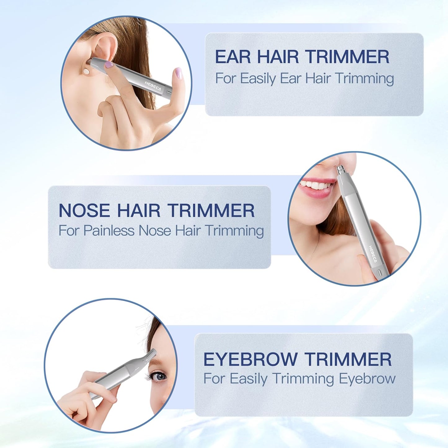 Nose Hair Trimmer for Men & Women - 2-in-1 Facial Hair Removal, Rechargeable & Waterproof | Portable Metal Design (Silver)