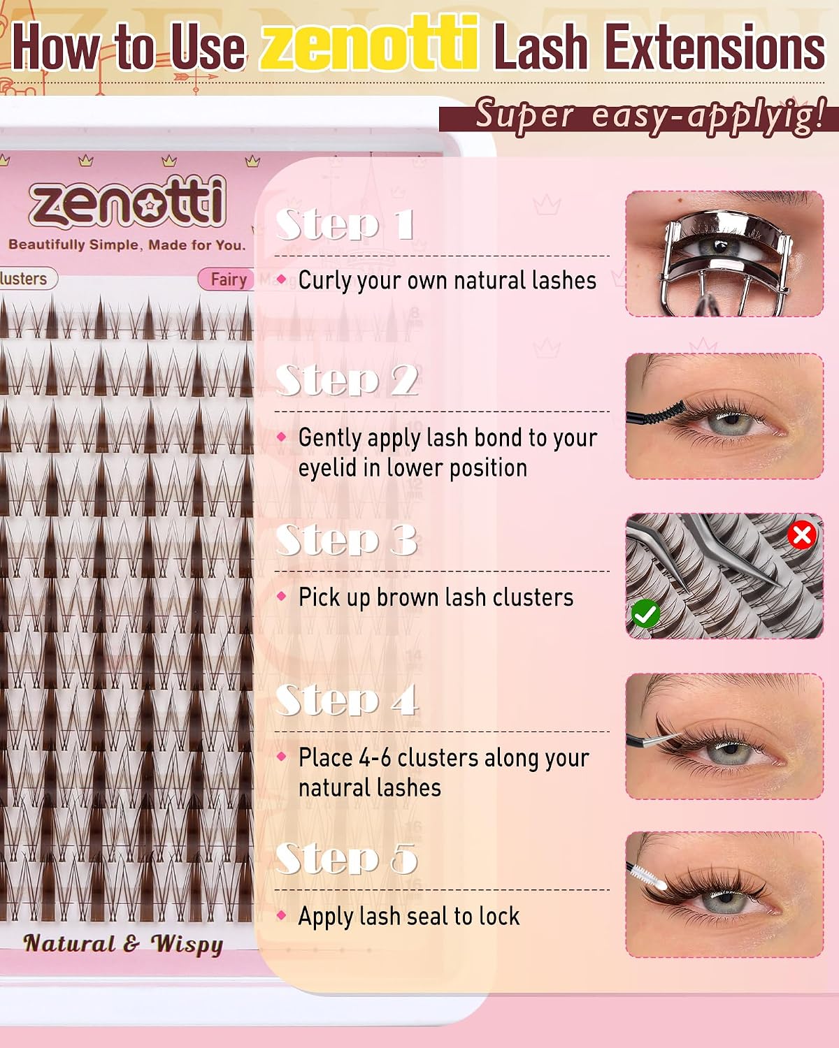 Manga Eyelash Clusters - Brown Wispy & Spiky Individual Lashes | DIY Anime Extensions 8-16MM