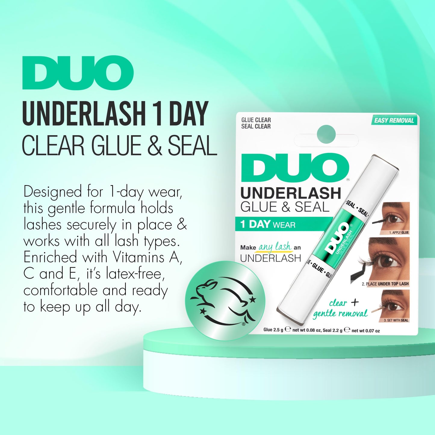 DUO Under Lash Glue & Seal – Clear Eyelash Adhesive with Gentle Removal, Easy 1 Day Wear, Strong Hold Eyelash Glue for DIY Lash Clusters