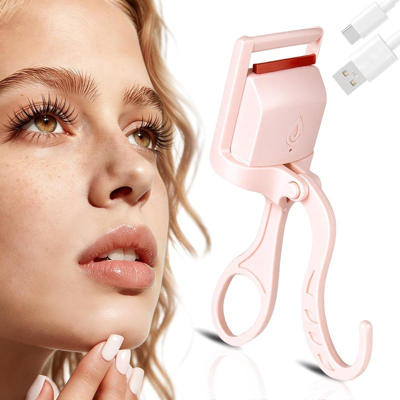 C-Shaped Heated Eyelash Curler - Portable Rechargeable Design for Quick, Natural Curling | Black