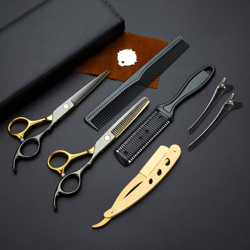 Professional Hair Cutting Scissors - Stainless Steel Barber Thinning Shears | Multifunctional Kit for Salon & Home Use