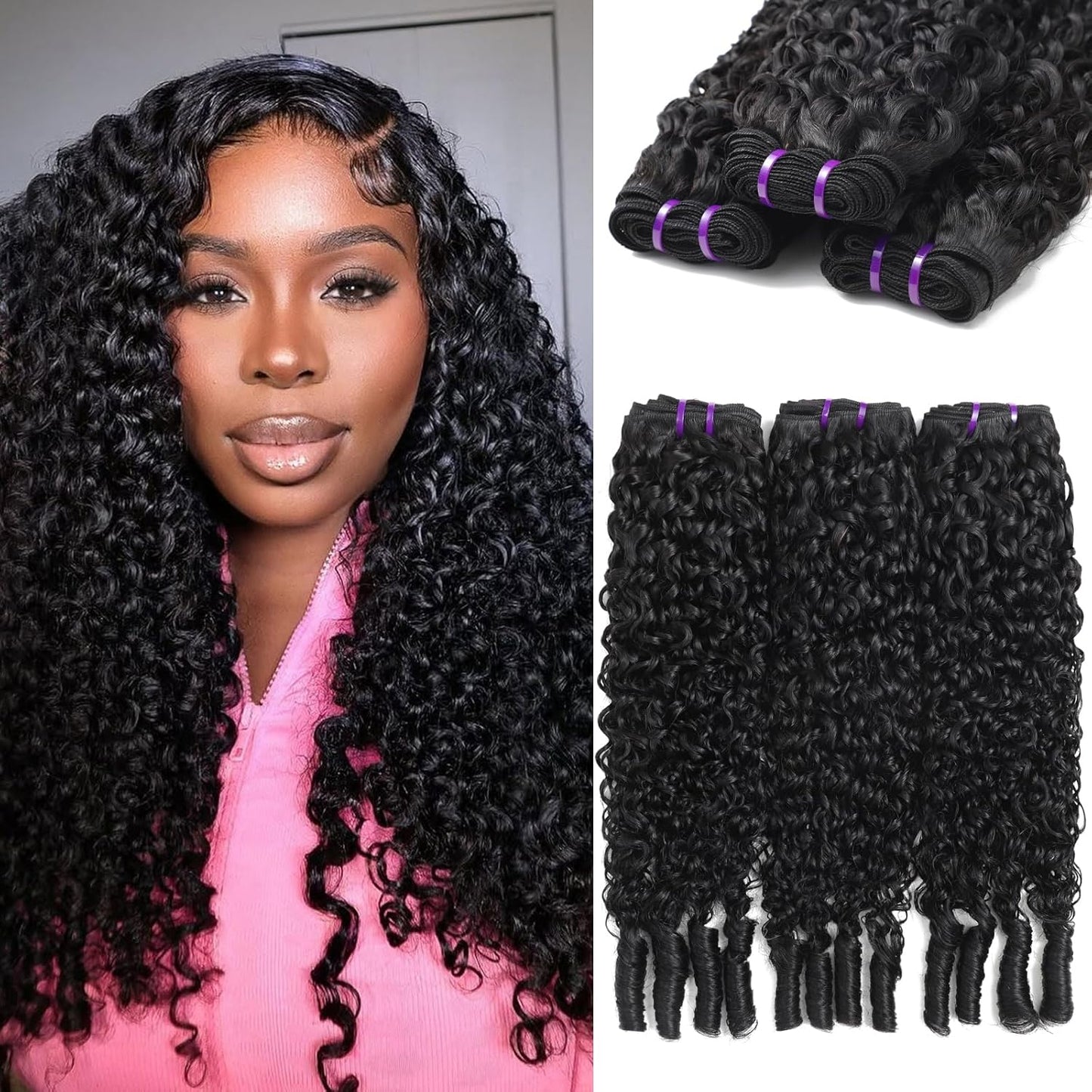 Burmese Curly Hair Bundles - 100% Unprocessed Virgin Remy Hair | 20, 22, 24 Inch Natural Color Extensions for Women