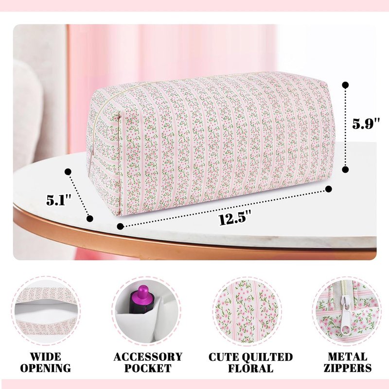Hair Tools Travel Bag - Cute Quilted Floral Organizer for Shark Flexstyle | Portable Case for Hair Dryers & Curling Irons (Pink)