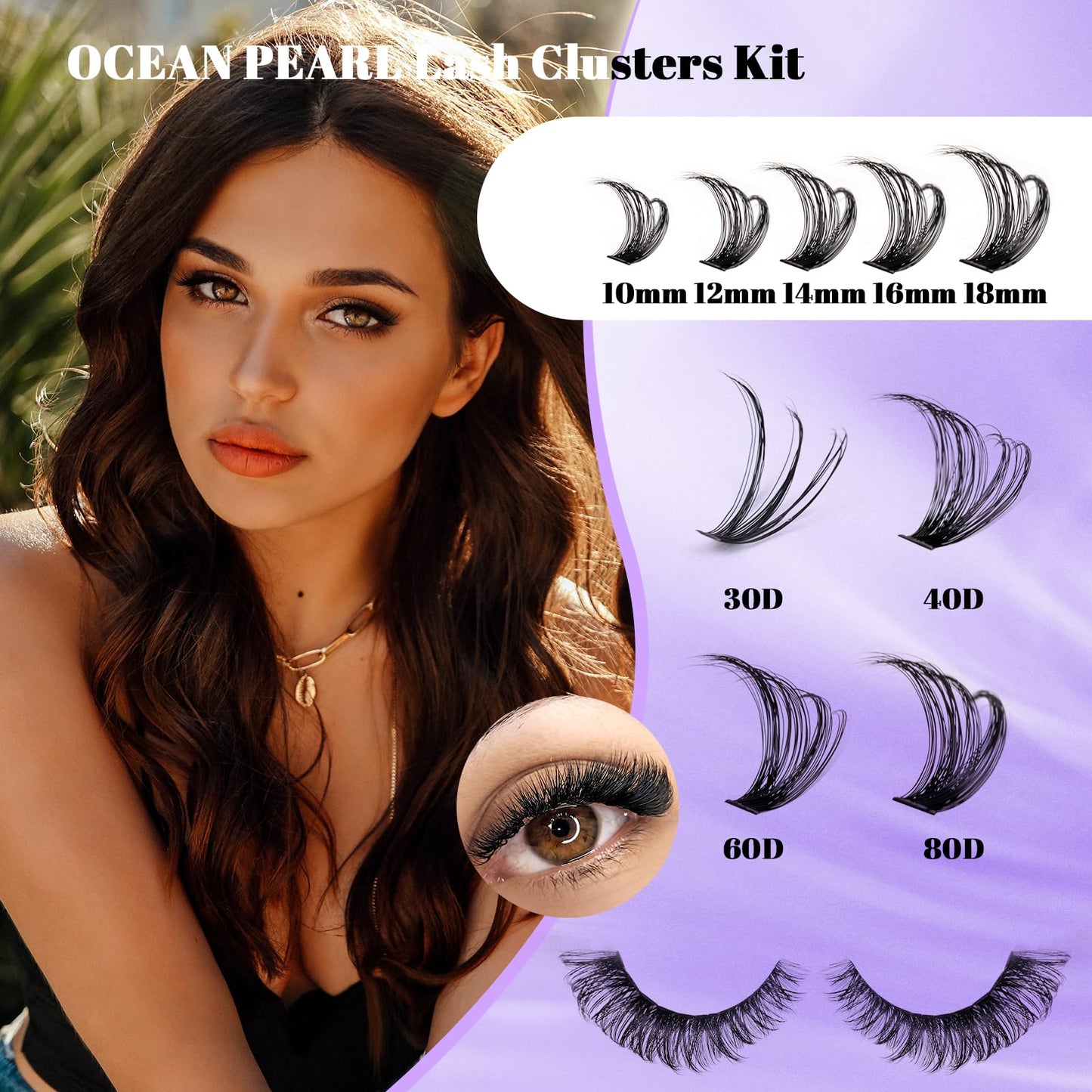 Lash Clusters 560 Pcs 30D 40D 60D 80D Eyelash Clusters 10-18mm Individual Lashes Thick Volume DIY Eyelash Extension Thin Band Eyelashes Cluster Extensions Soft False Eyelashes at Home-30+40+60+80D