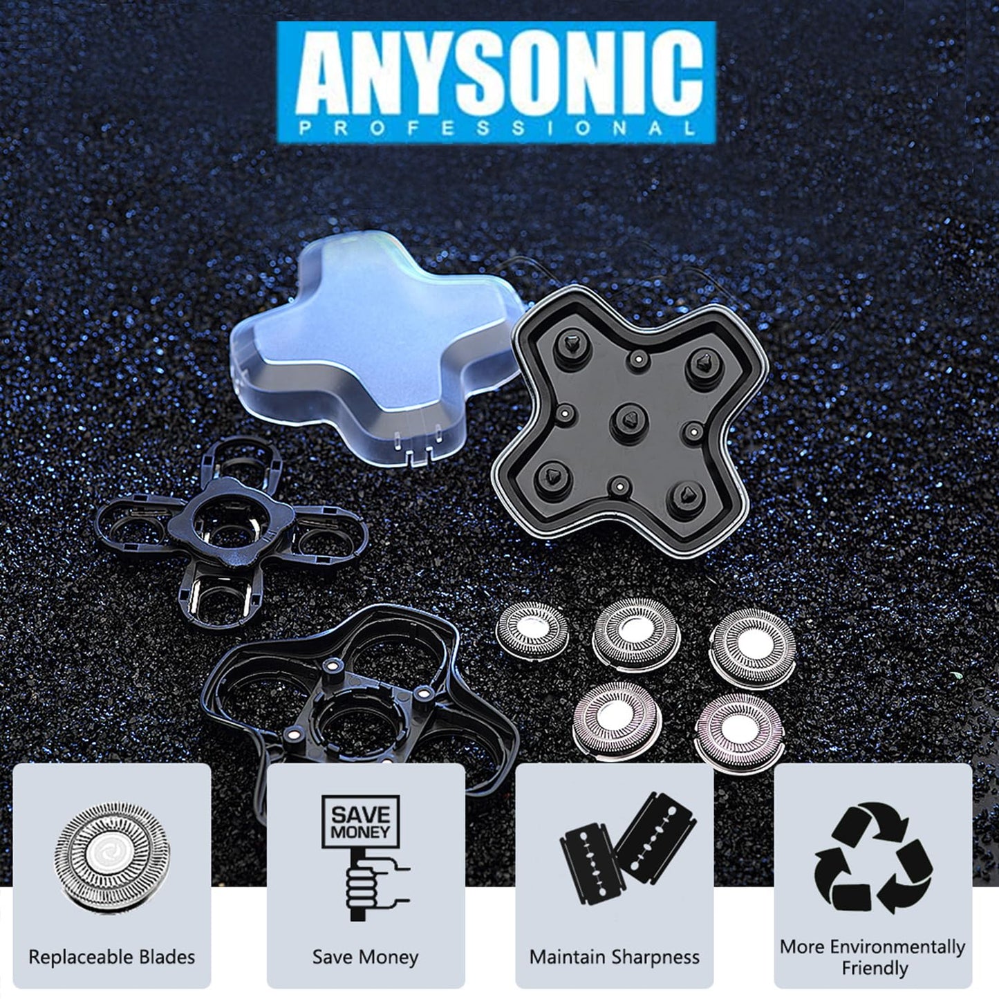 Universal Magnetic 5 Blades for Freebird, Head Shaver Replacement Heads for Universal Replacement Heads
