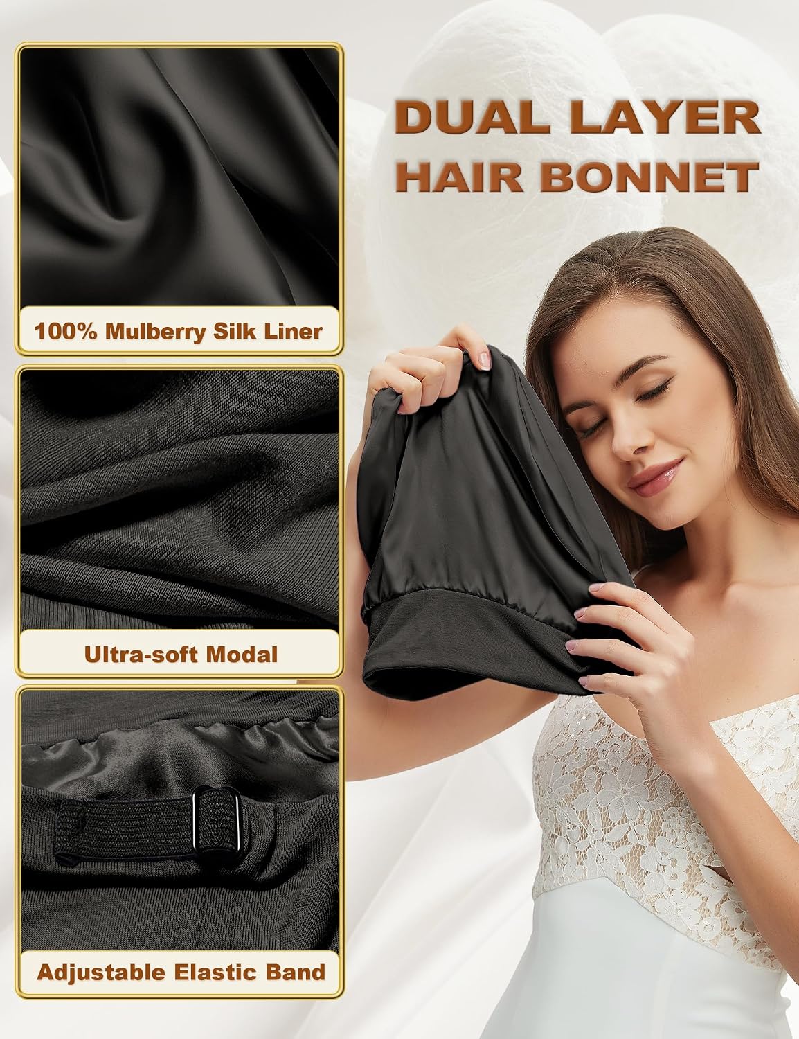 Mulberry Silk Lined Bonnet for Women - Adjustable Anti-Frizz Hair Wrap | Perfect for Braids & Natural Hair