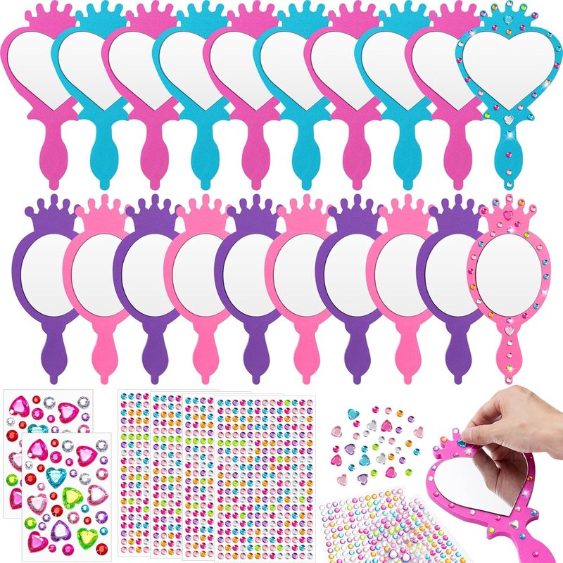 Unbreakable Kids Mirror Set - 20 Pcs DIY Foam Princess Decor | Mermaid Crafts for Party Fun
