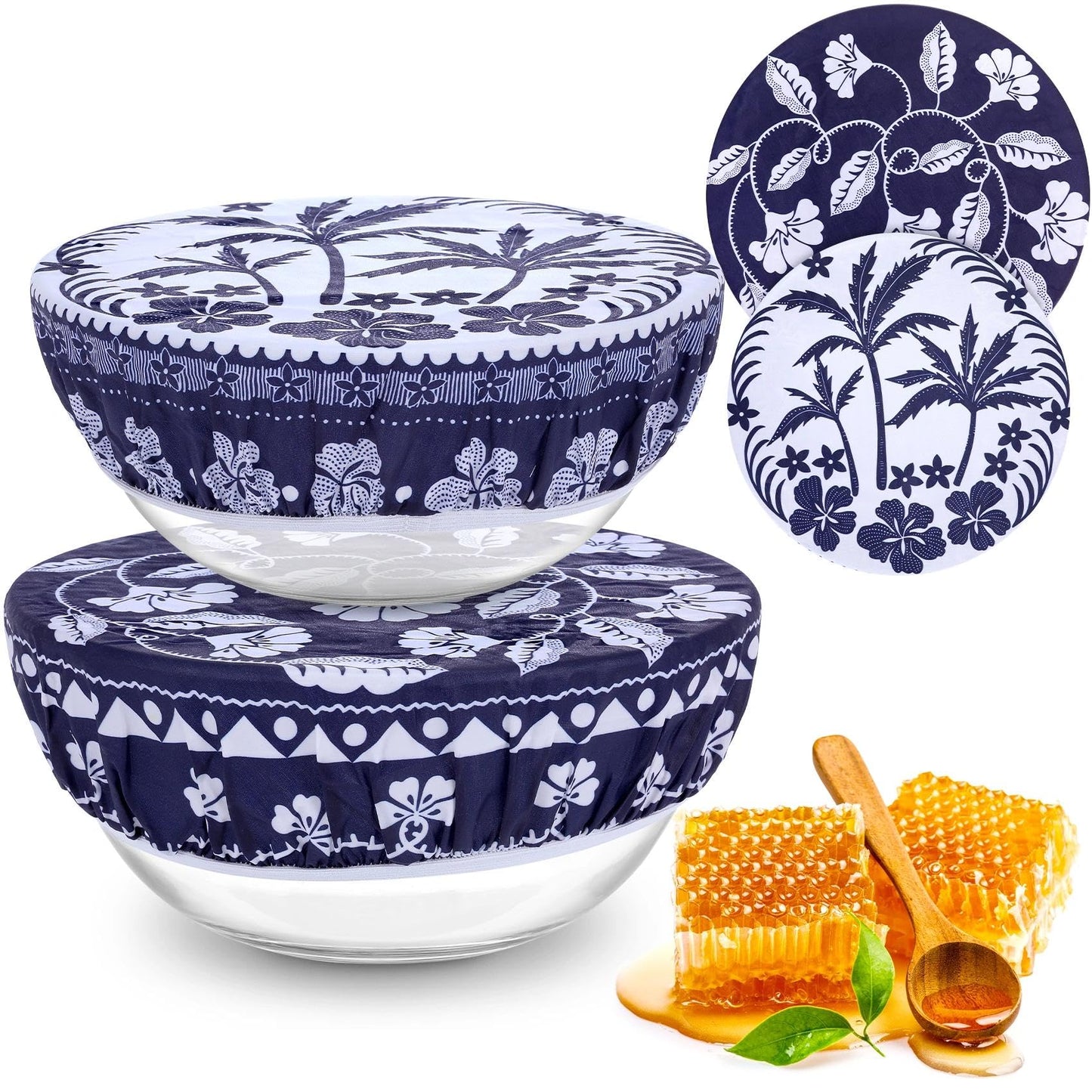 Revahope 2 Large Reusable Beeswax Bowl Covers for Bread Proofing, 10/12 Inch Elastic Beeswax Wraps Cotton Cloth Sourdough Bowl Covers for Proofing Baskets, Mixer Bowls, Food Storage Containers
