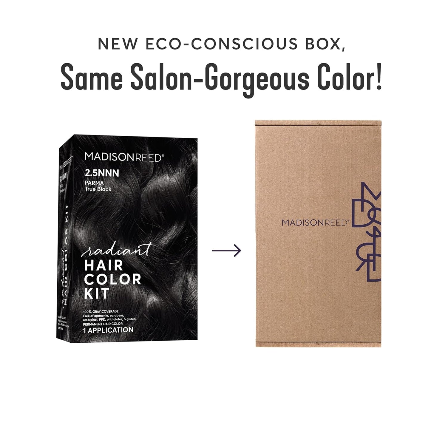 Radiant Hair Color Kit - 100% Gray Coverage for Resistant Grays, PPD-Free & Ammonia-Free | 2.5NNN Soft Black (Parma Black)