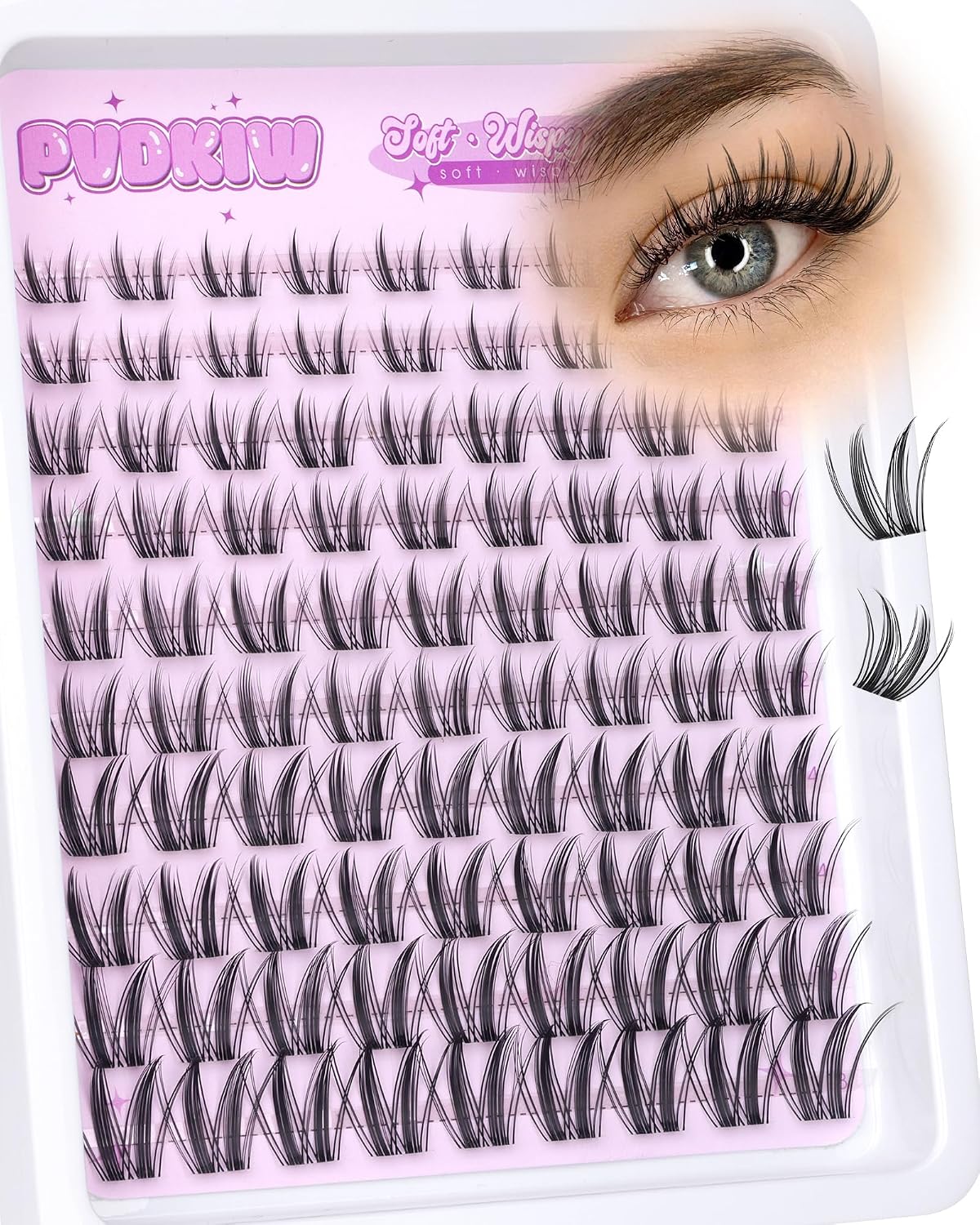 Bunny Lash Clusters - C Curl Anime Eyelash Extensions | 8-18MM Natural Fairy Lashes with Invisible Clear Band