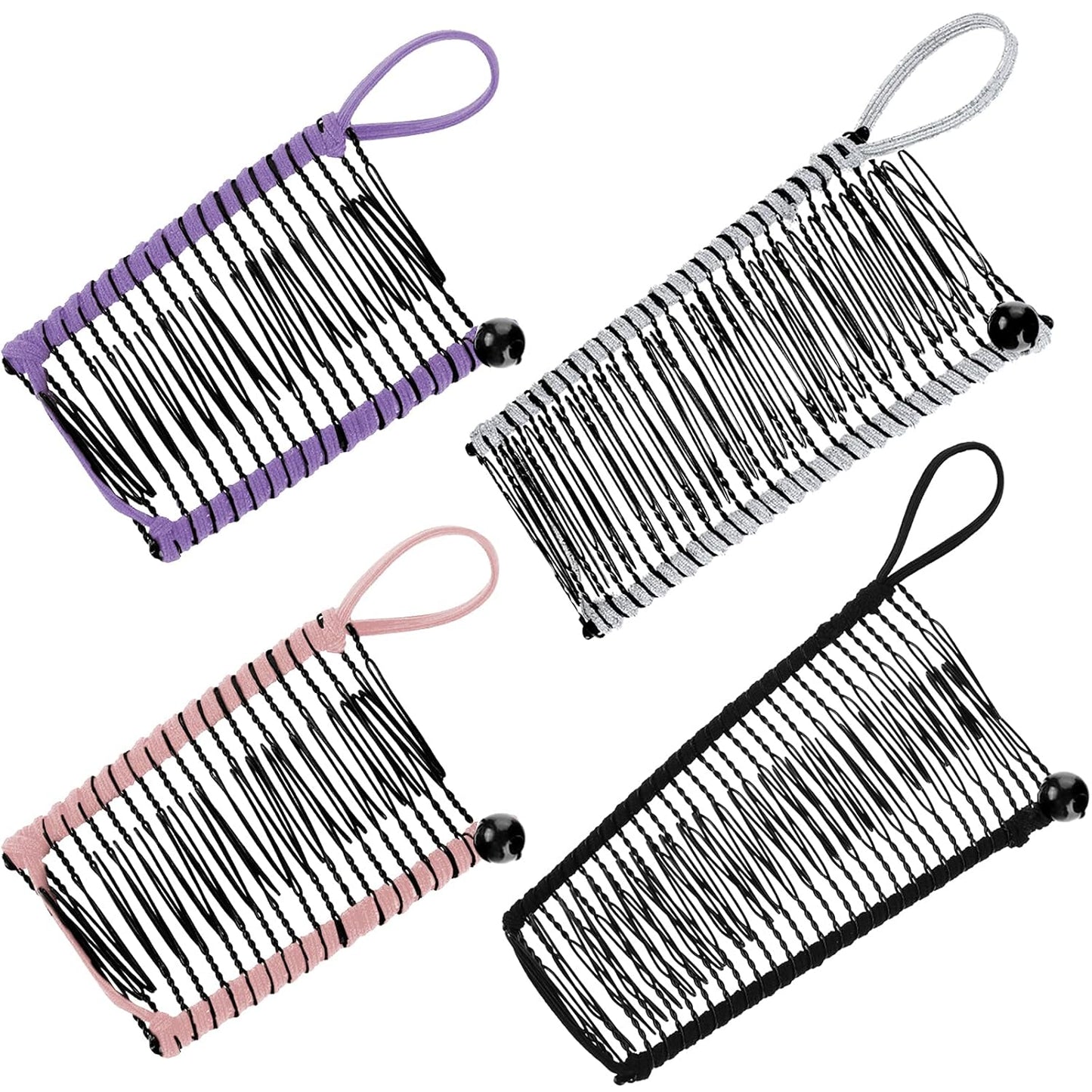 WILLBOND Banana Hair Clips for Women - Vintage Stretchy Grip for Curly, Thick, Wavy Hair | 4 Pcs Set in Black