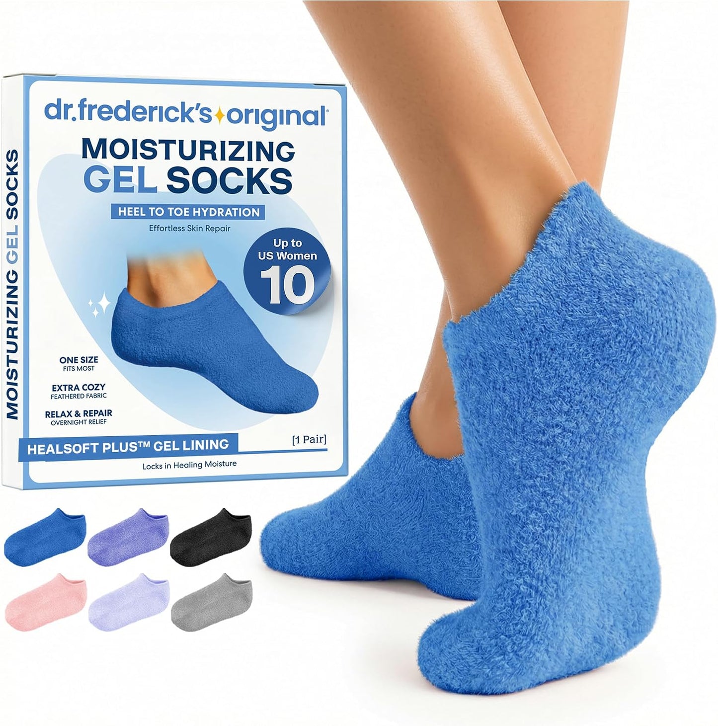 Moisturizing Gel Socks for Men & Women - Dry Feet & Cracked Heel Treatment | Full Foot Gel Lining with Mango Butter, Shea Butter, Jojoba & Coconut Oil (Large - Obsidian Oasis)