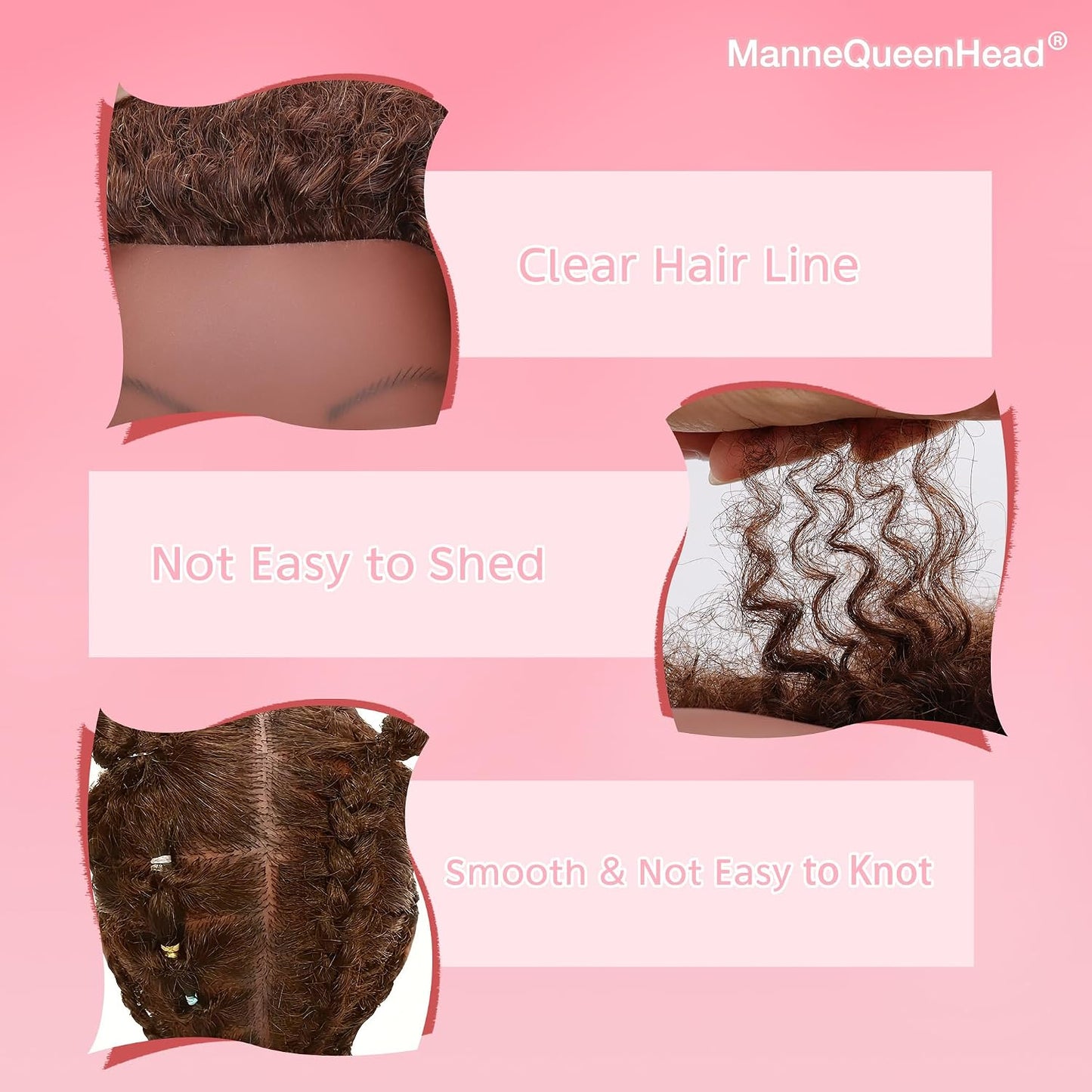 Afro Curly Mannequin Head - 100% Human Hair Cosmetology Doll for Hairdressing Practice | 10'' Brown with Clamp Holder