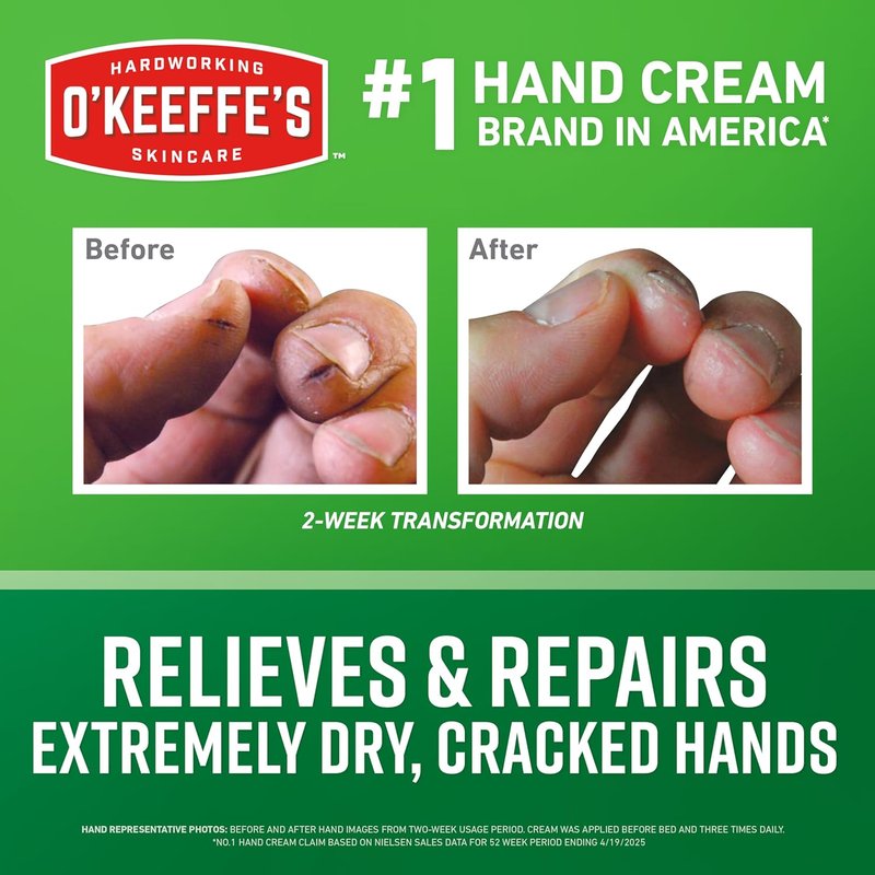 O'Keeffe's Hand Cream for Extreme Dryness - Repairing Formula for Cracked Hands | 3.4 oz Jar