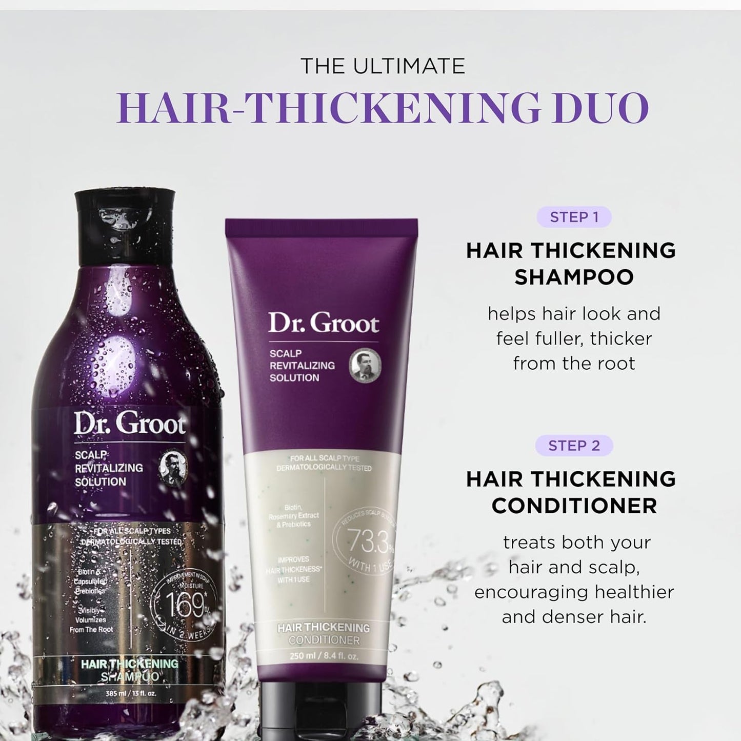 Dr. Groot Thickening Shampoo & Conditioner Set | Biotin & Rosemary for Hair Loss, Thinning, Scalp Repair