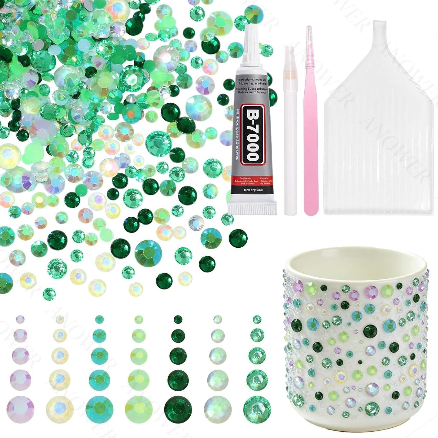 Mixed Light Color Resin Flatback Rhinestones - 16,000 Pcs for Crafting & DIY Projects | 2-6mm Gems for Makeup & Tumblers