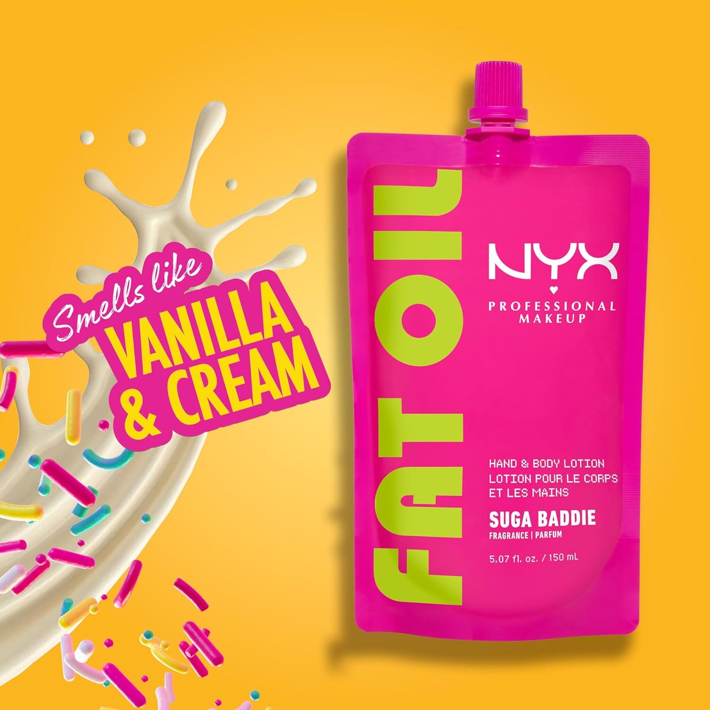 NYX Fat Oil Hand & Body Lotion - Suga Baddie Vanilla, 24HR Hydration, Lightweight Moisturizer with Avocado Oil, Vegan & Cruelty-Free