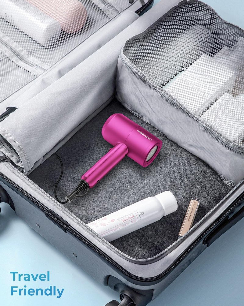 Ionic Hair Dryer with Diffuser - Professional Blow Dryer for Curly & Frizzy Hair | Low Noise, Compact Design for Home & Travel