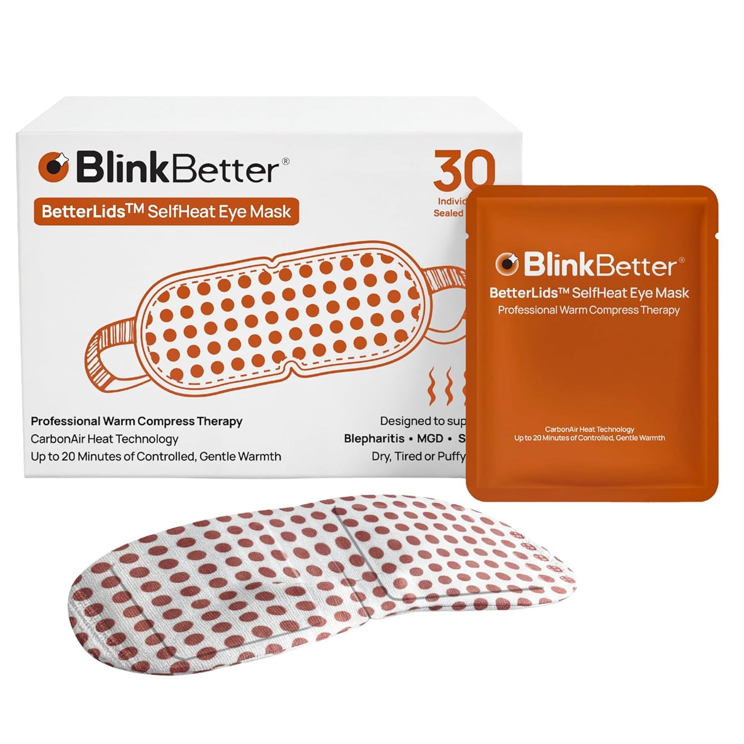 BlinkBetter Self-Heating Eye Mask - 30 Pack | Warm Compress for Dry Eyes & Eyelid Hygiene
