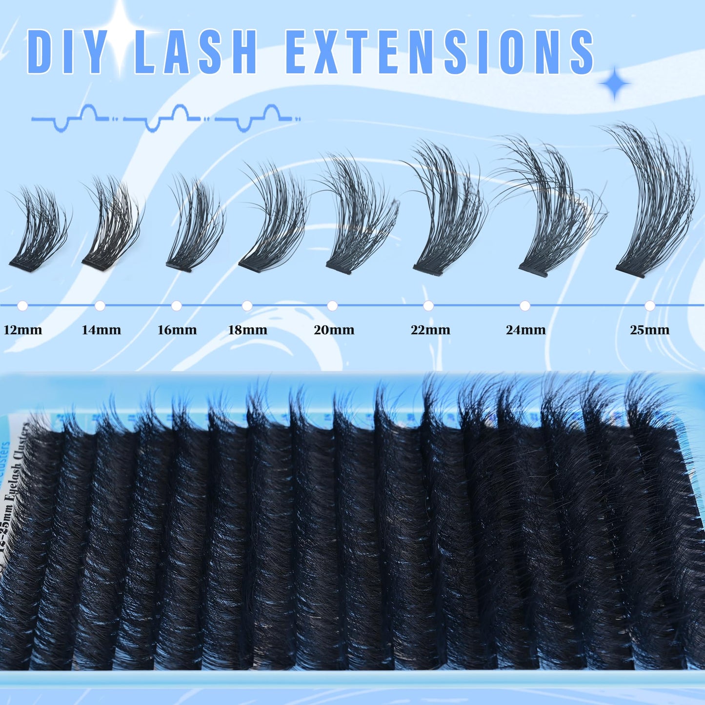Lash Clusters 80D Eyelash Extensions 12-25MM Wispy Individual Lashes D Curl Eyelash Clusters Plant Fibers DIY Lash Extension,by Yaiseiko(320Pcs,Matte Black)