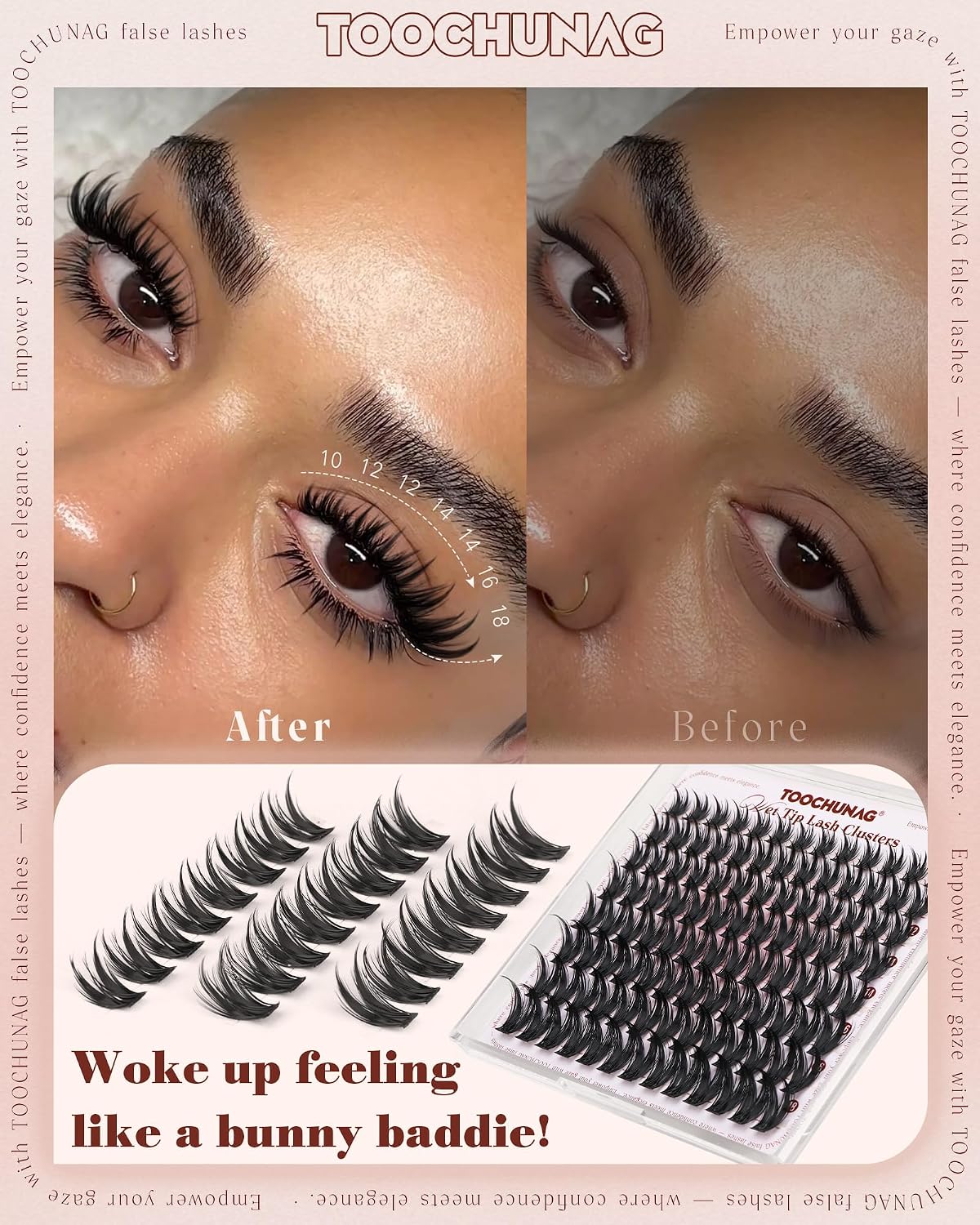 Manga Lash Clusters Kit - DIY Volume Spiky Eyelashes Extensions | 10-18mm Bunny Style with White Bond & Seal
