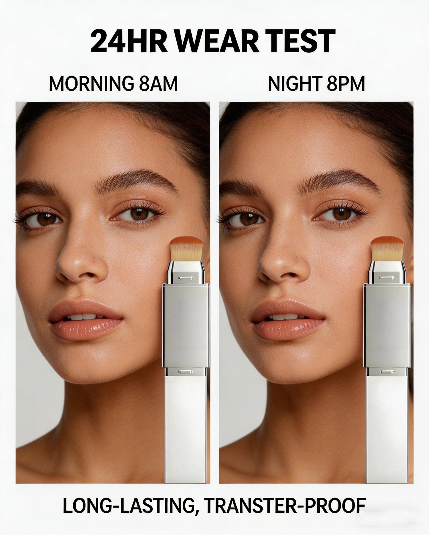 Skin Matching Foundation, Color Changing Foundation Stick, 2 in 1 Concealer Stick with Brush, Full Coverage Dual-Ended(Natural)