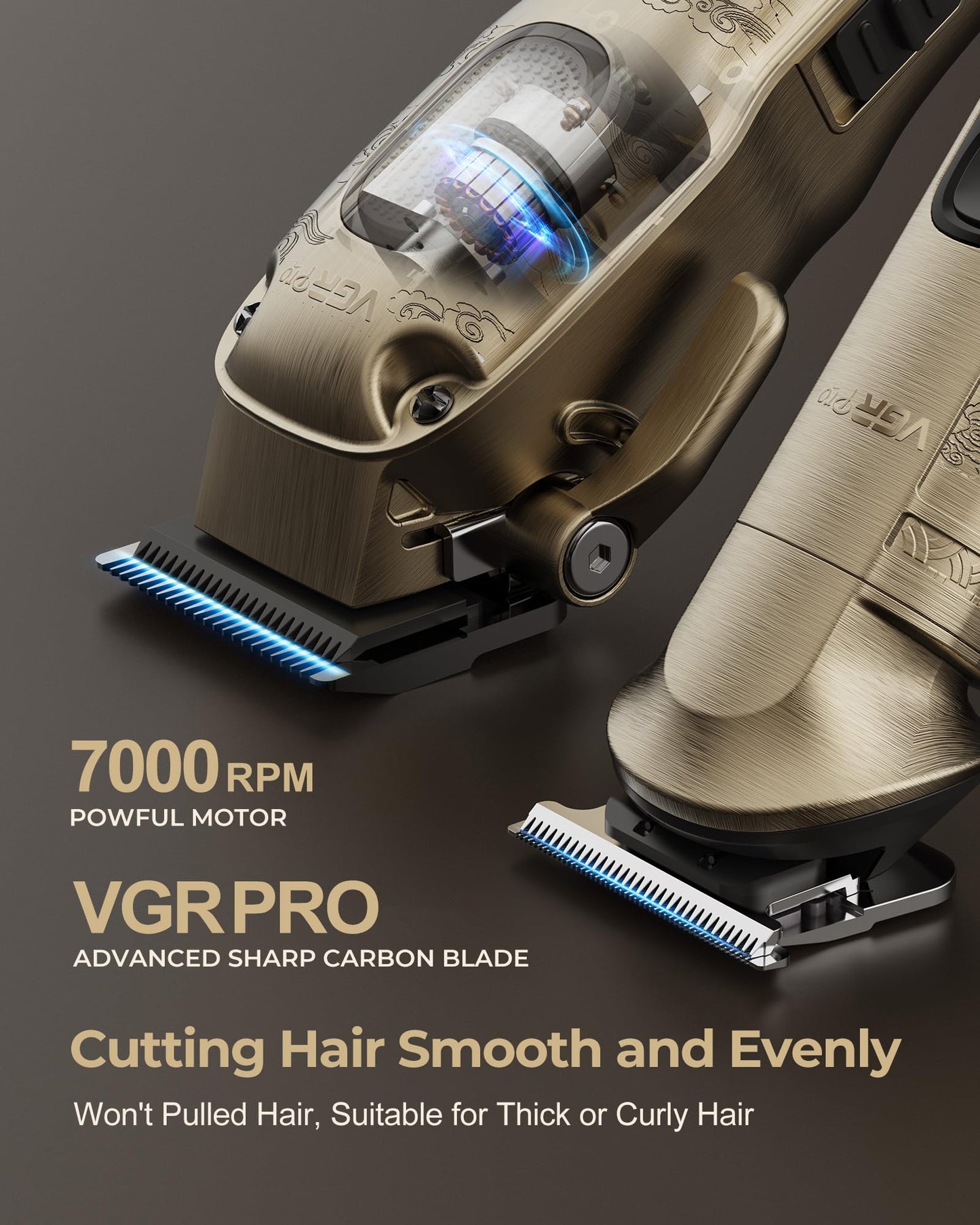 VGRPRO Hair Clippers for Men Professional, Cordless Hair Clippers for Hair Cutting, Mens Clippers and Trimmers Set, Electric Hair Trimmer for Men with Package Case (Gloden)