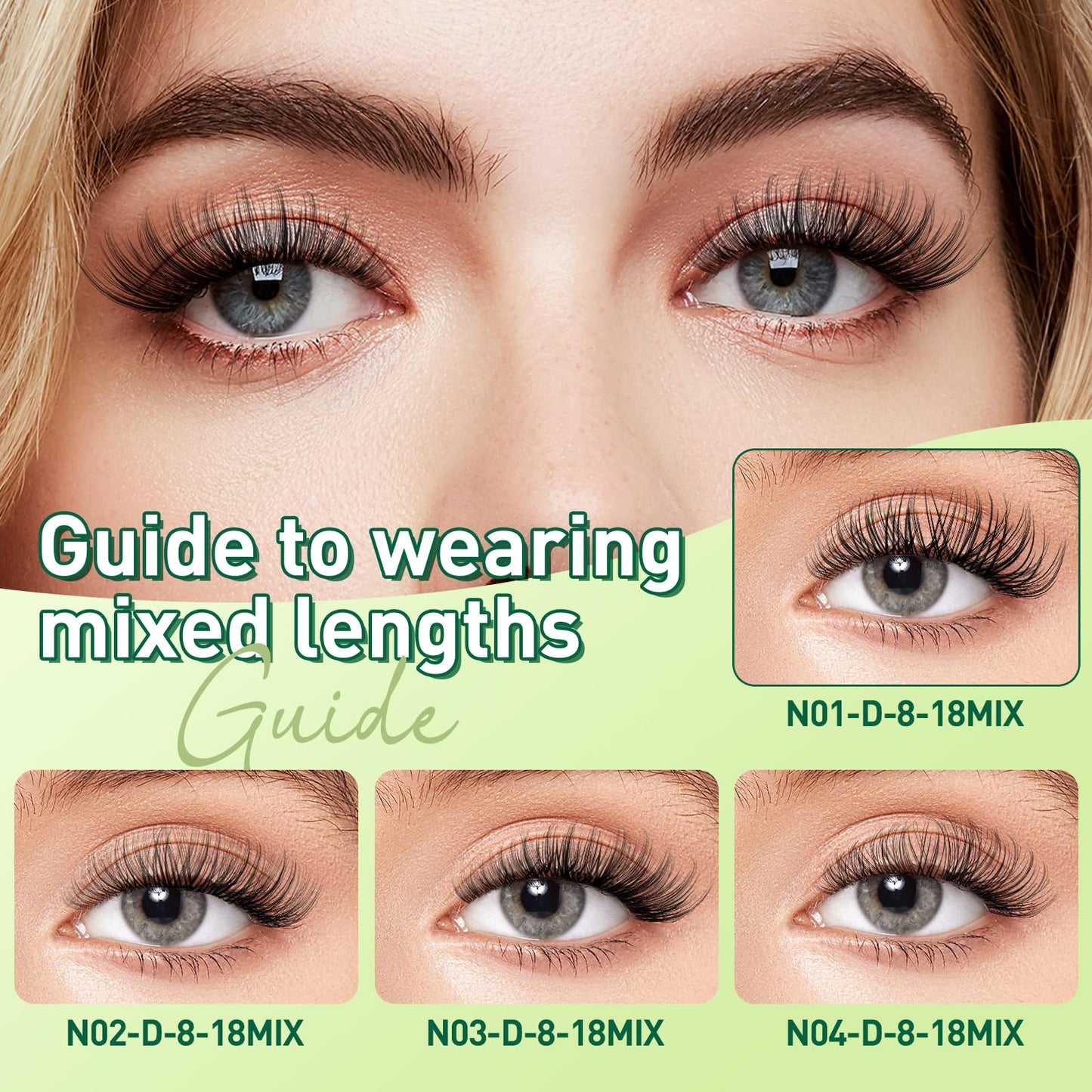 KEYYOU Natural Lash Clusters Wispy Eyelash Clusters 144 pcs Cluster Eyelash Extensions D Curl Individual Lashes 8-16MIX Mix Length Light and Natural Lashes Look with Thin Lash Band(N02-8-16MIX-D)