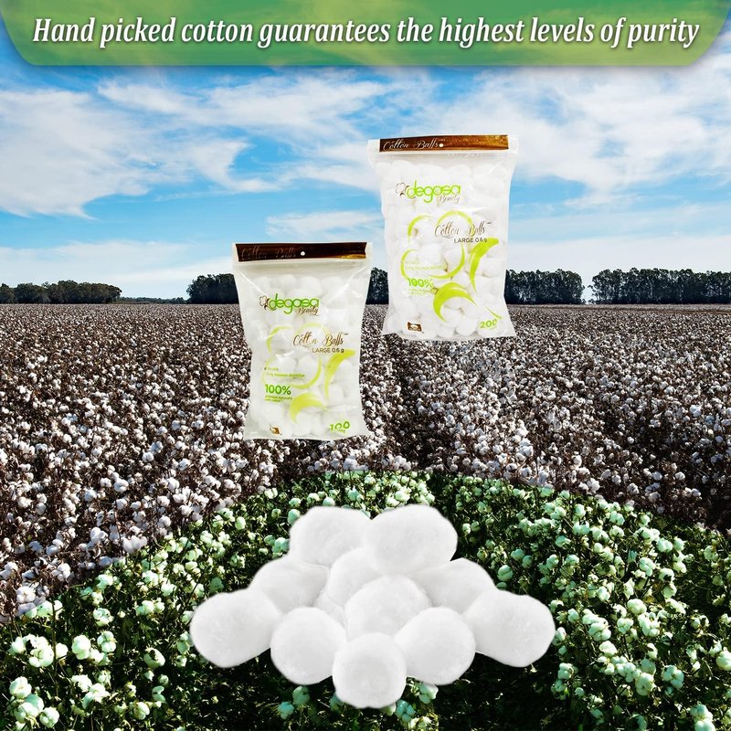 Jumbo Cotton Balls - Multi-Purpose Soft Natural Cotton for Facial Treatments & Makeup Removal | 70 Count