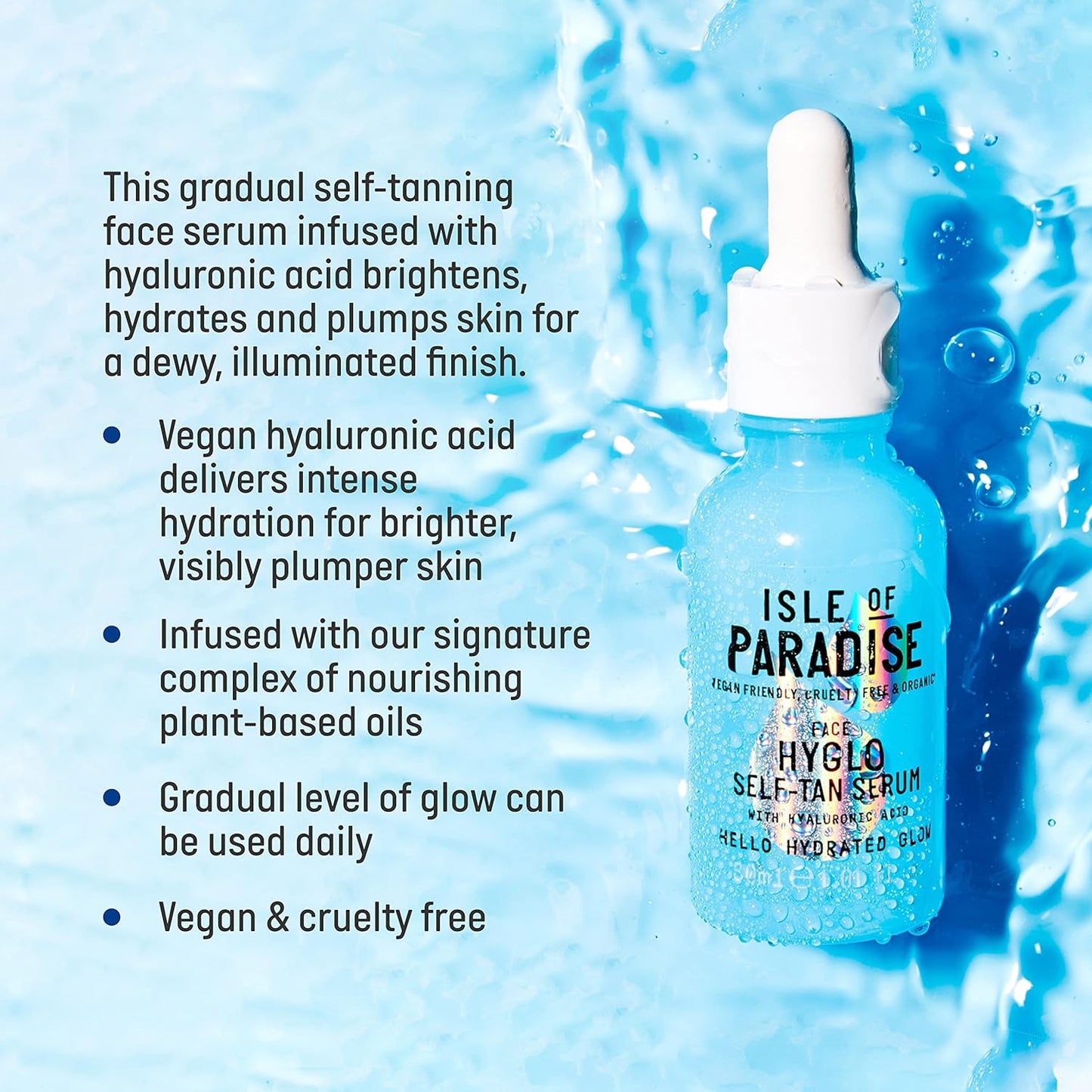 Isle of Paradise Hyglo Self-Tan Serum - Hydrating Face Tanning Formula with Hyaluronic Acid | 1.01 fl. oz.