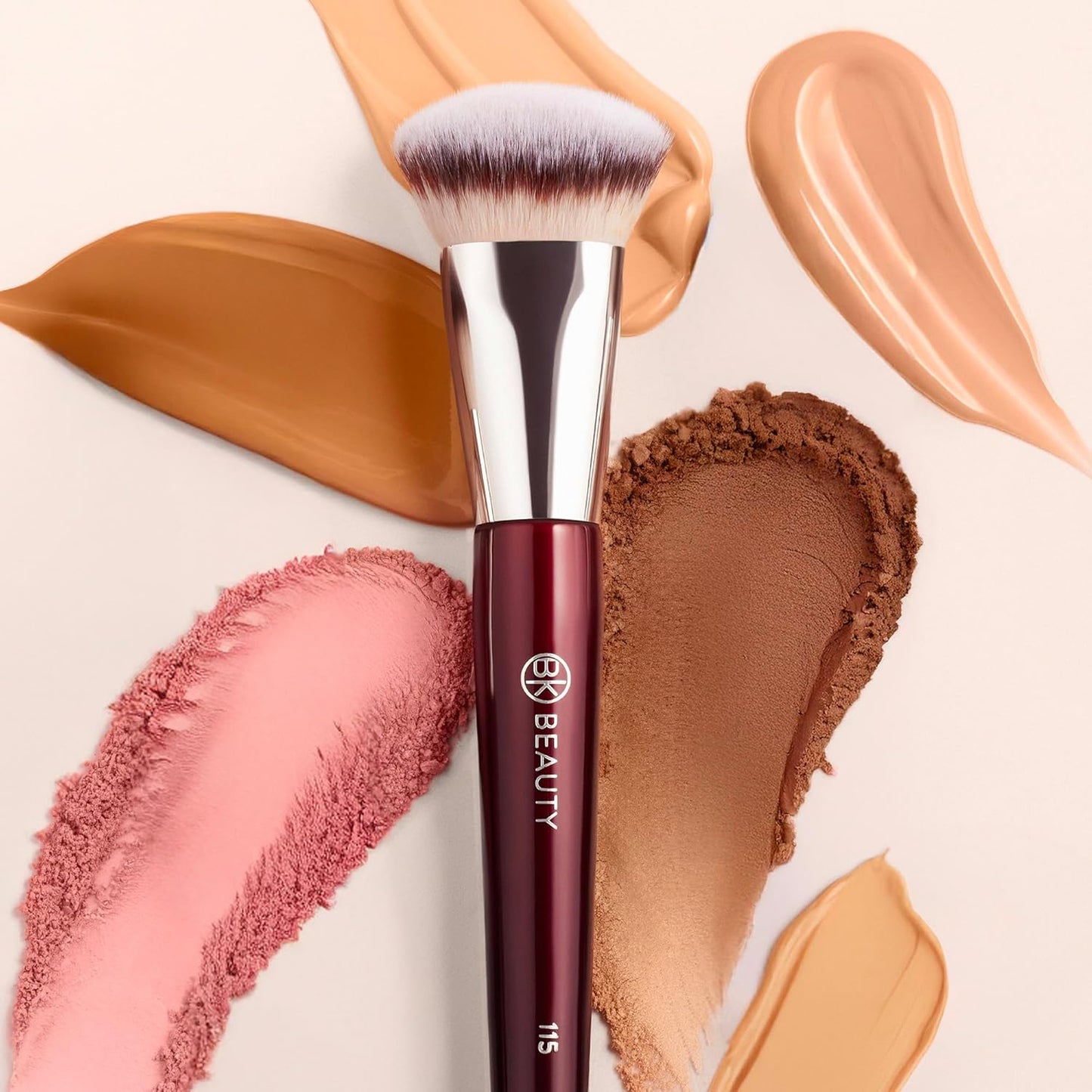 BK Beauty Medium Contoured Foundation Brush - Perfect for Liquid Makeup | Flawless Application & Blendability