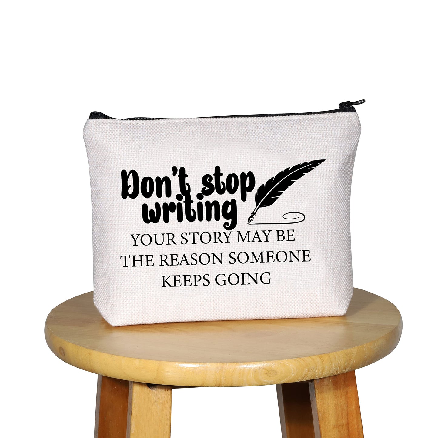 G2TUP Creative Writer Gift Don’t Stop Writing Makeup Bag Future Author Cosmetic Bag Novelist Gift Writer Appreciation Gift Zipper Travel Bag